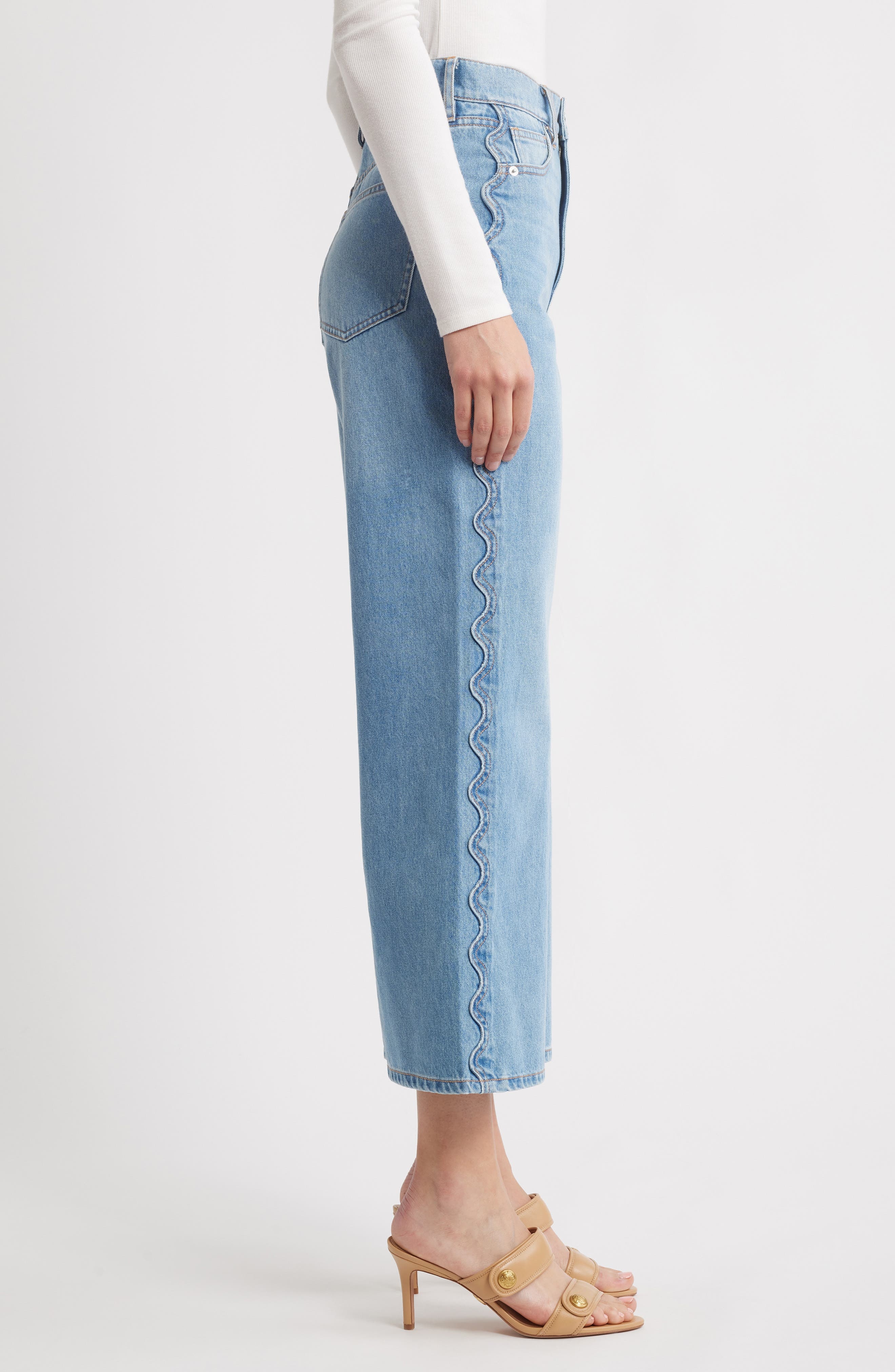 Veronica Beard Taylor Crop Wide Leg Jeans in Nova at Nordstrom - 3