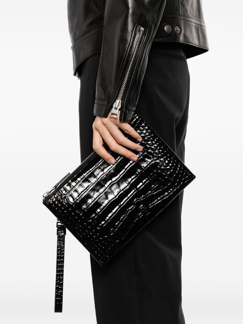 TOM FORD crocodile-effect zip clutch bag outlook