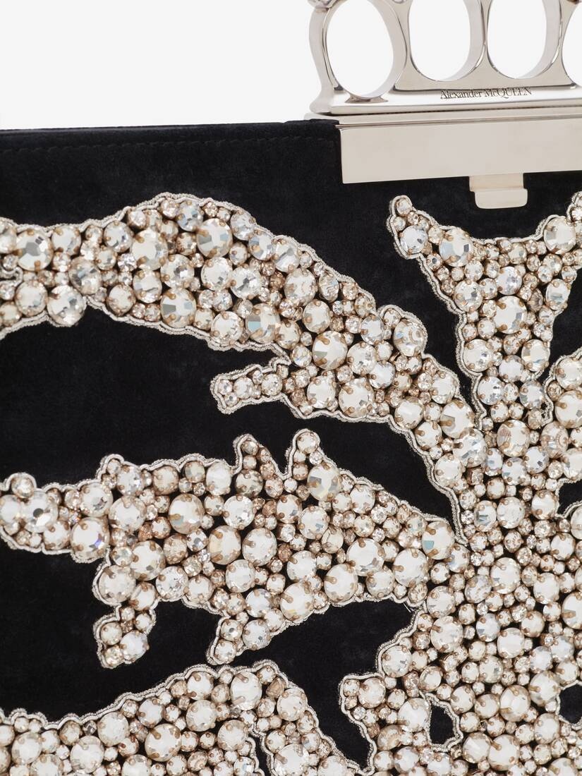 Women's Jewelled Flat Pouch in Black - 5