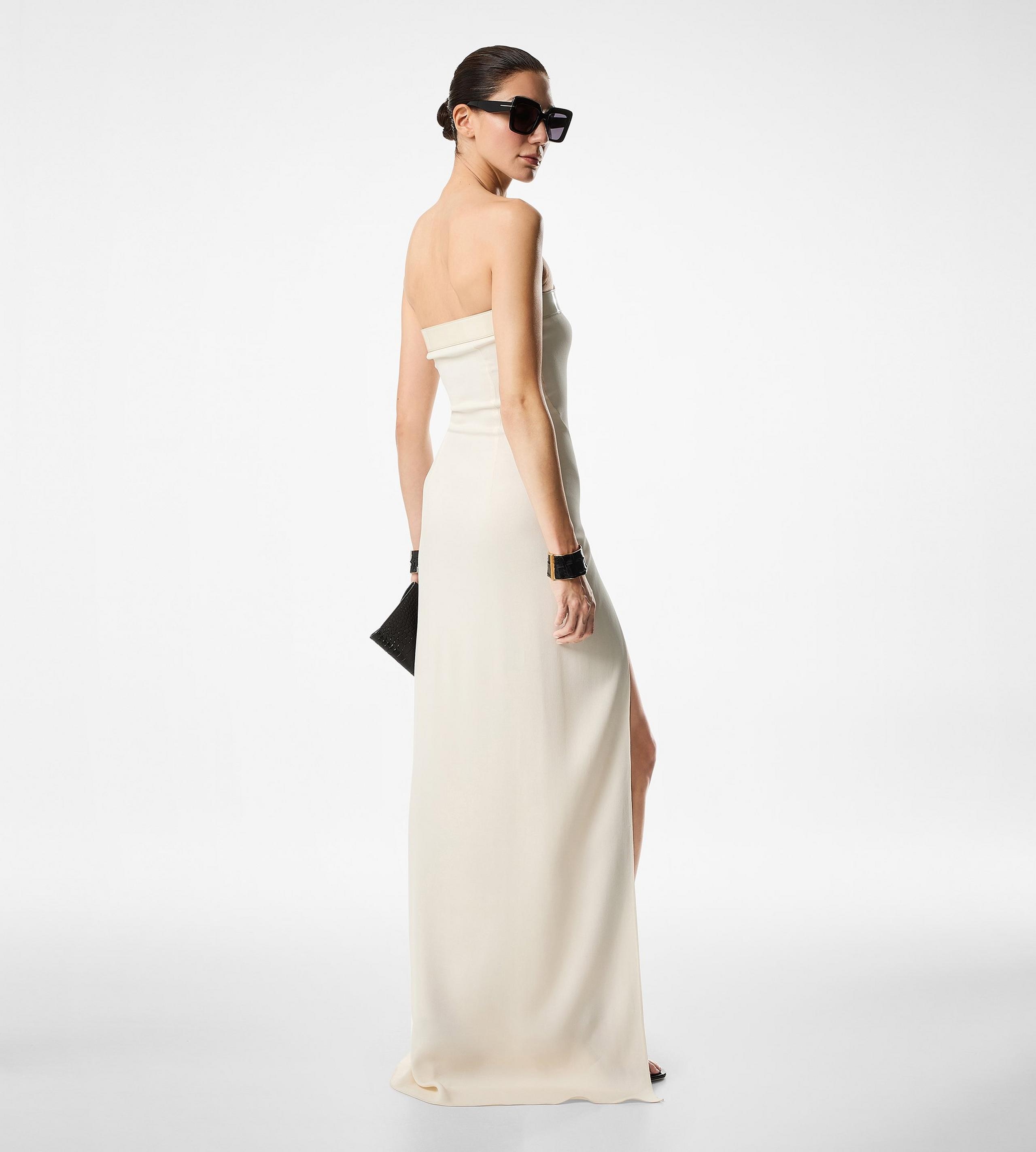 STRETCH SABLE' STRAPLESS EVENING DRESS - 3