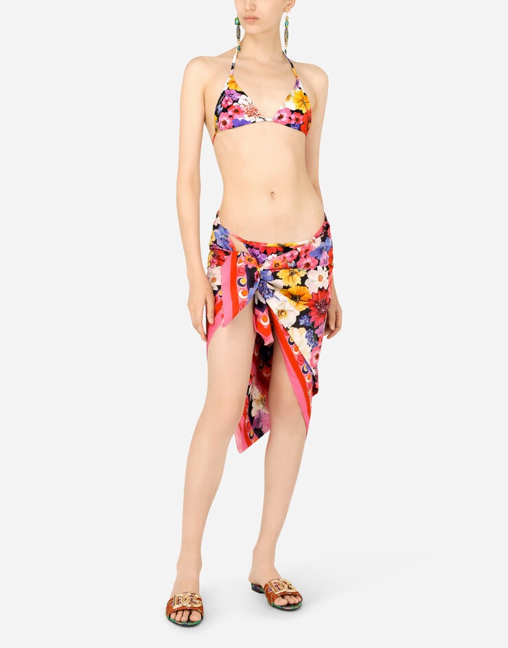 Garden-print triangle bikini - 2