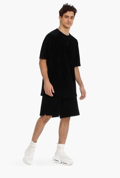 Balmain Black shorts with embossed velvet Balmain monogram outlook