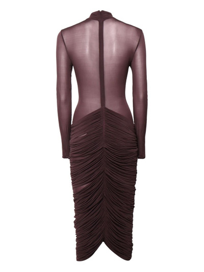 MAGDA BUTRYM semi-sheer ruched midi dress outlook