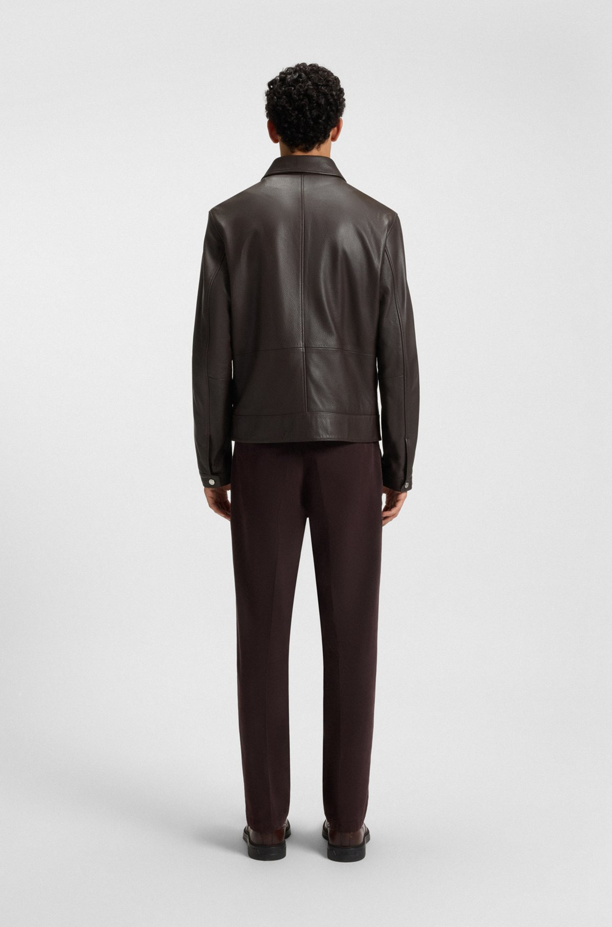 REGULAR-FIT LEATHER JACKET WITH ZIP CLOSURE - 4