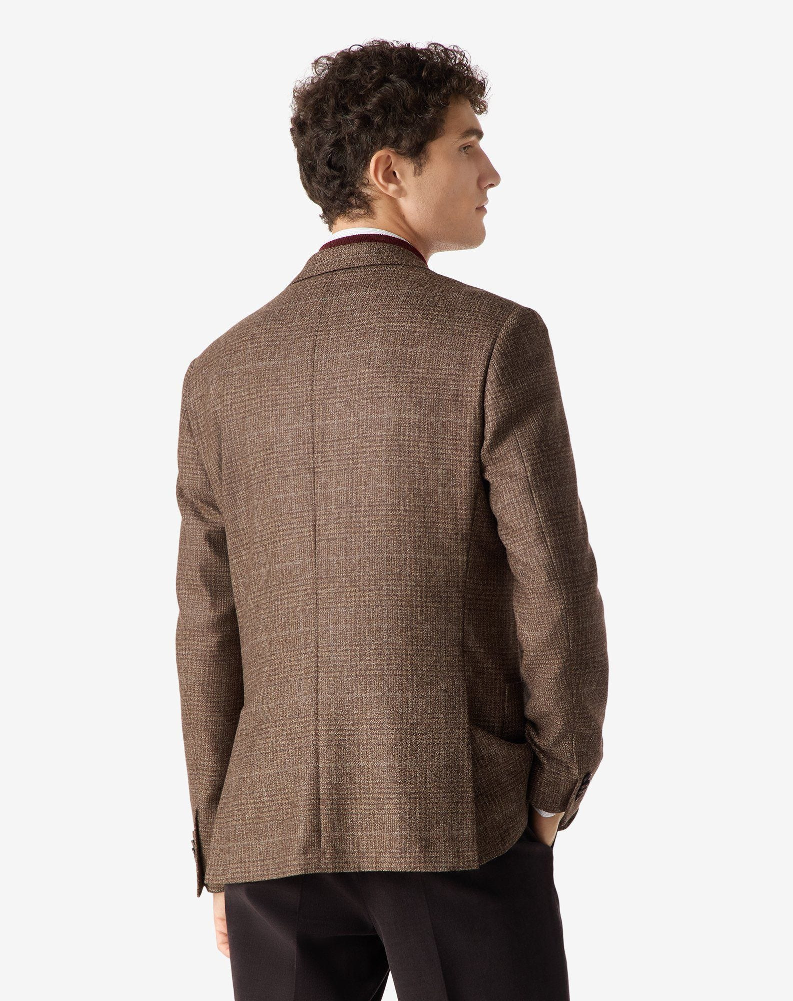 Brown glen plaid wool jacket - 3