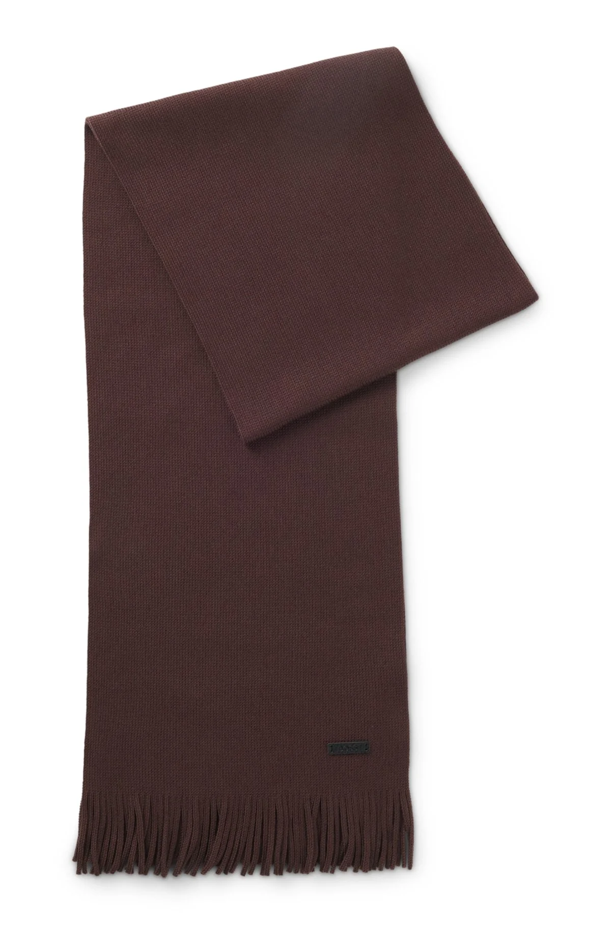 KNIT SCARF IN VIRGIN WOOL WITH LOGO DETAIL - 1