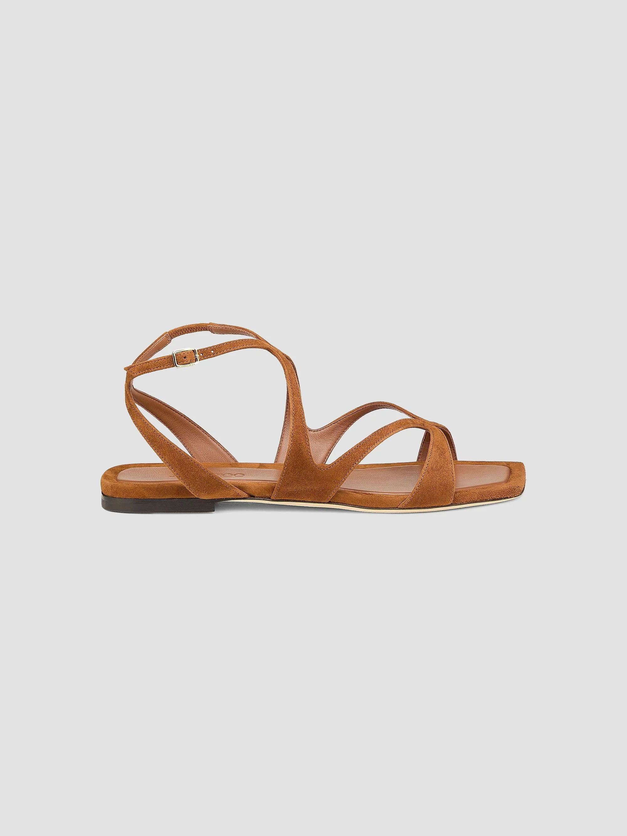Women's Ayla Suede Strappy Flat Sandals - Tan - 1