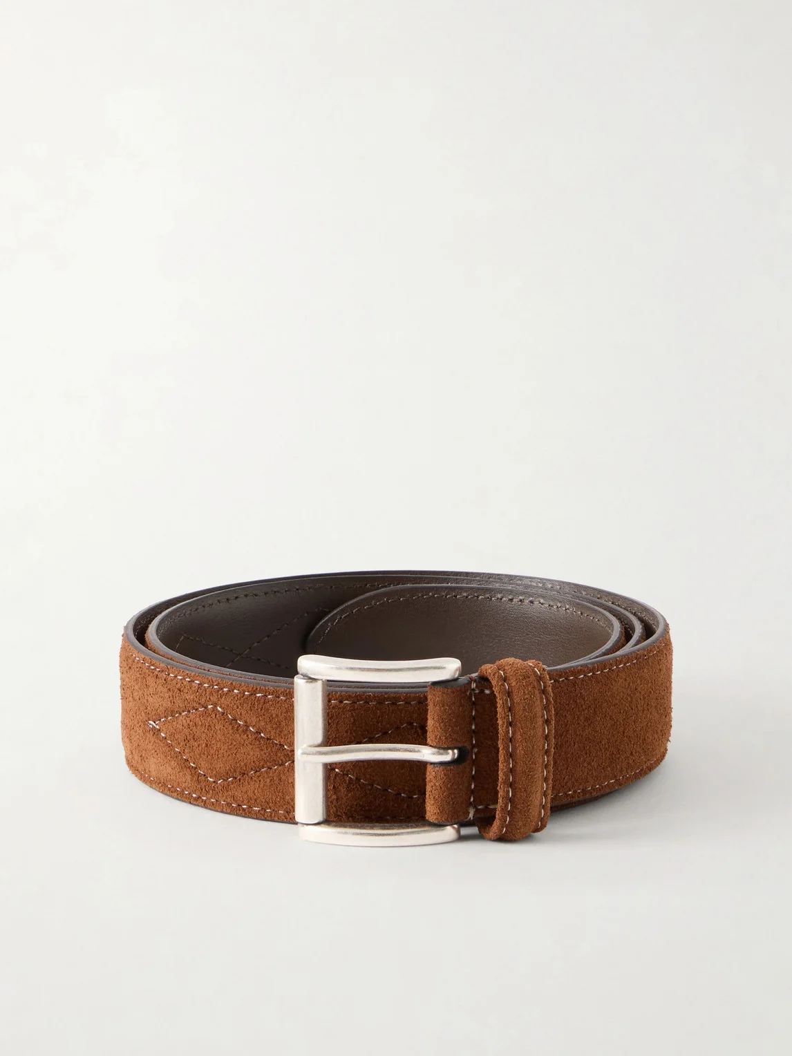 3cm Quilted Suede Leather Belt - 1