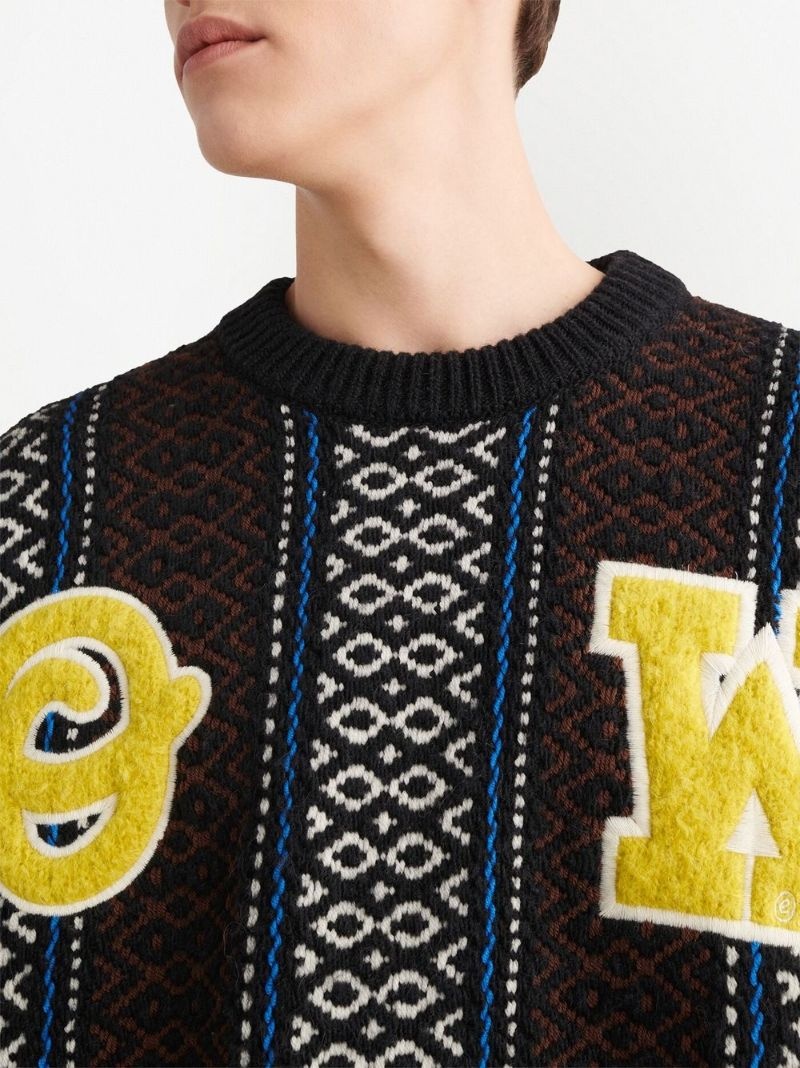 intarsia-knit logo-embellished jumper - 5