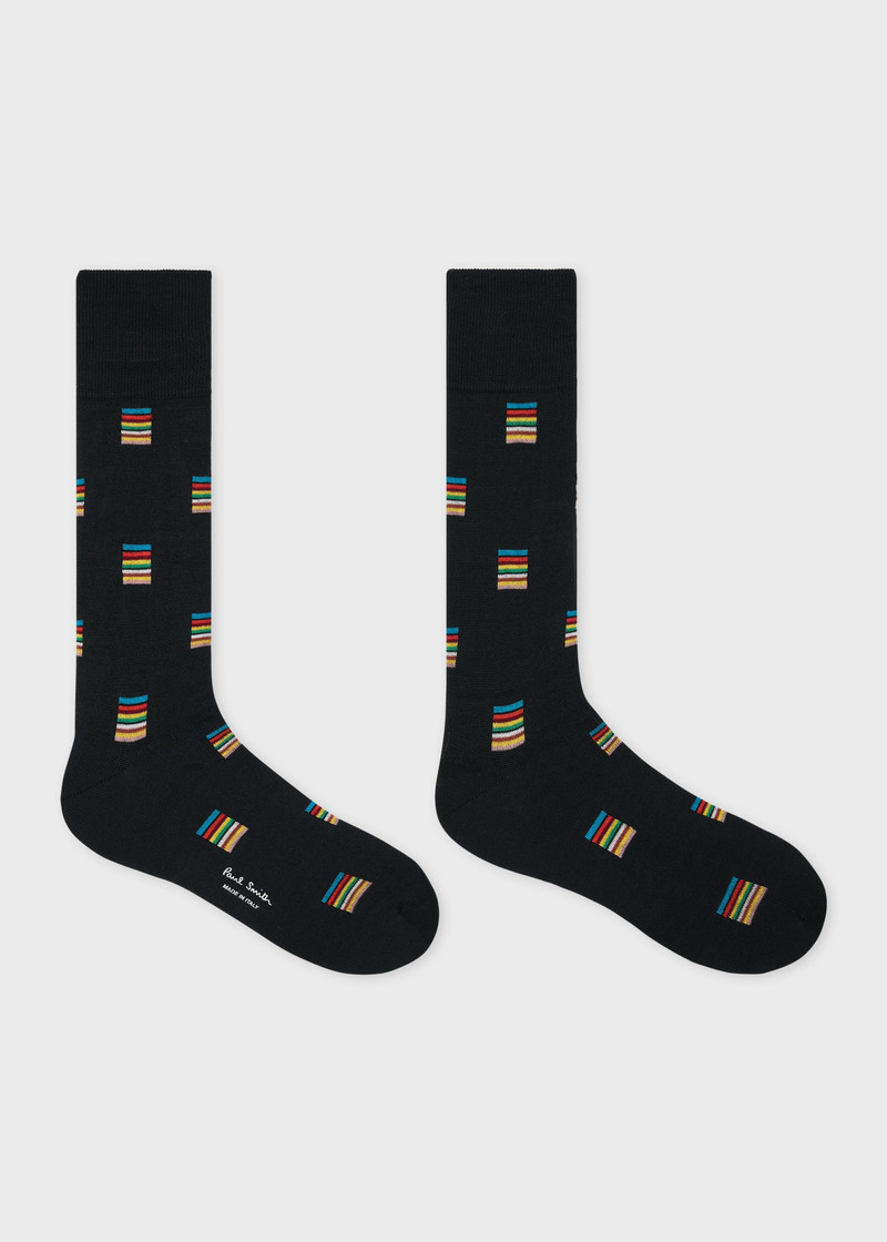 Paul Smith Black 'Signature Stripe' Square Socks outlook