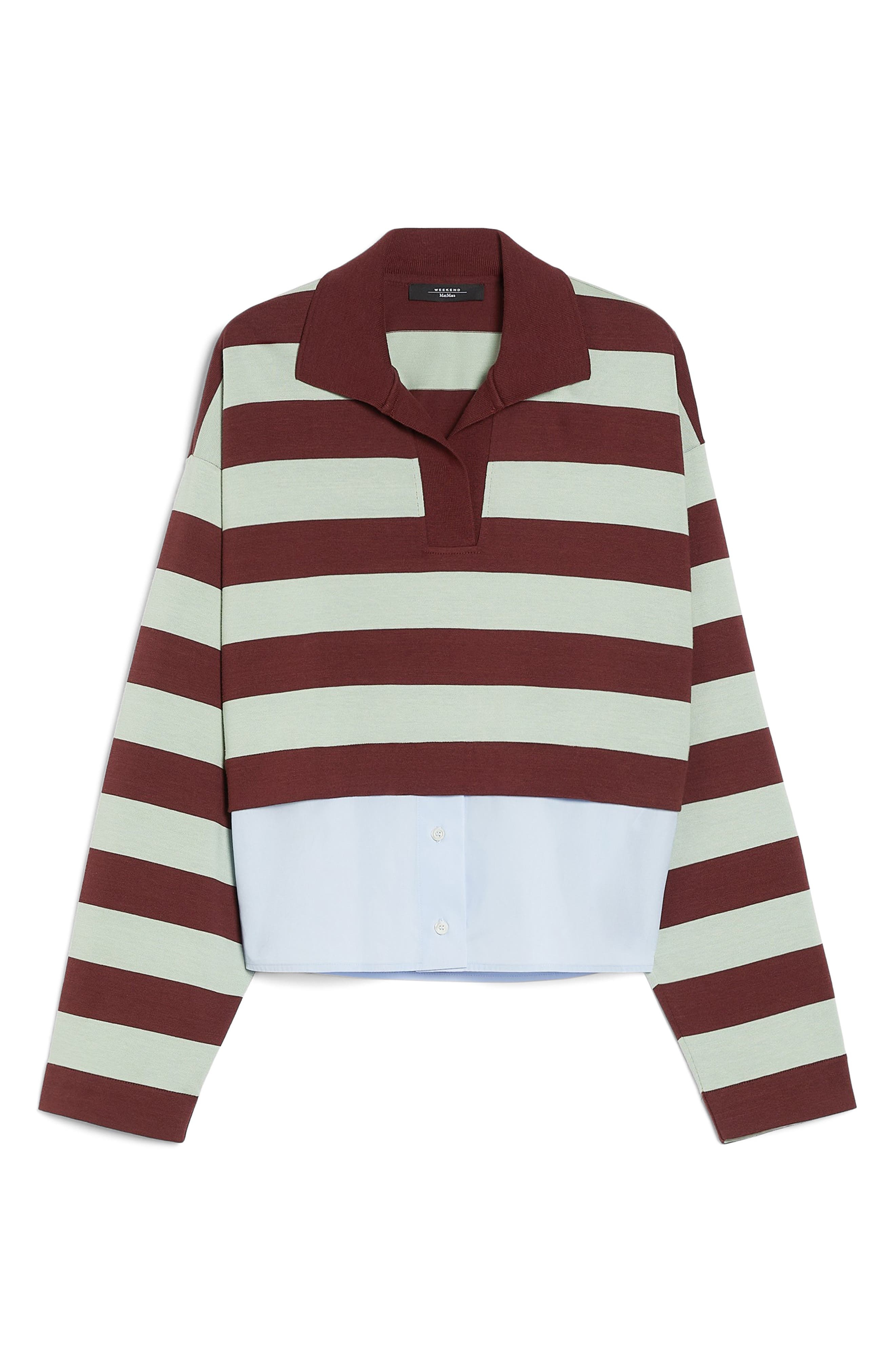 Weekend Max Mara Halle Stripe Mixed Media Top in Sage Green at Nordstrom - 4