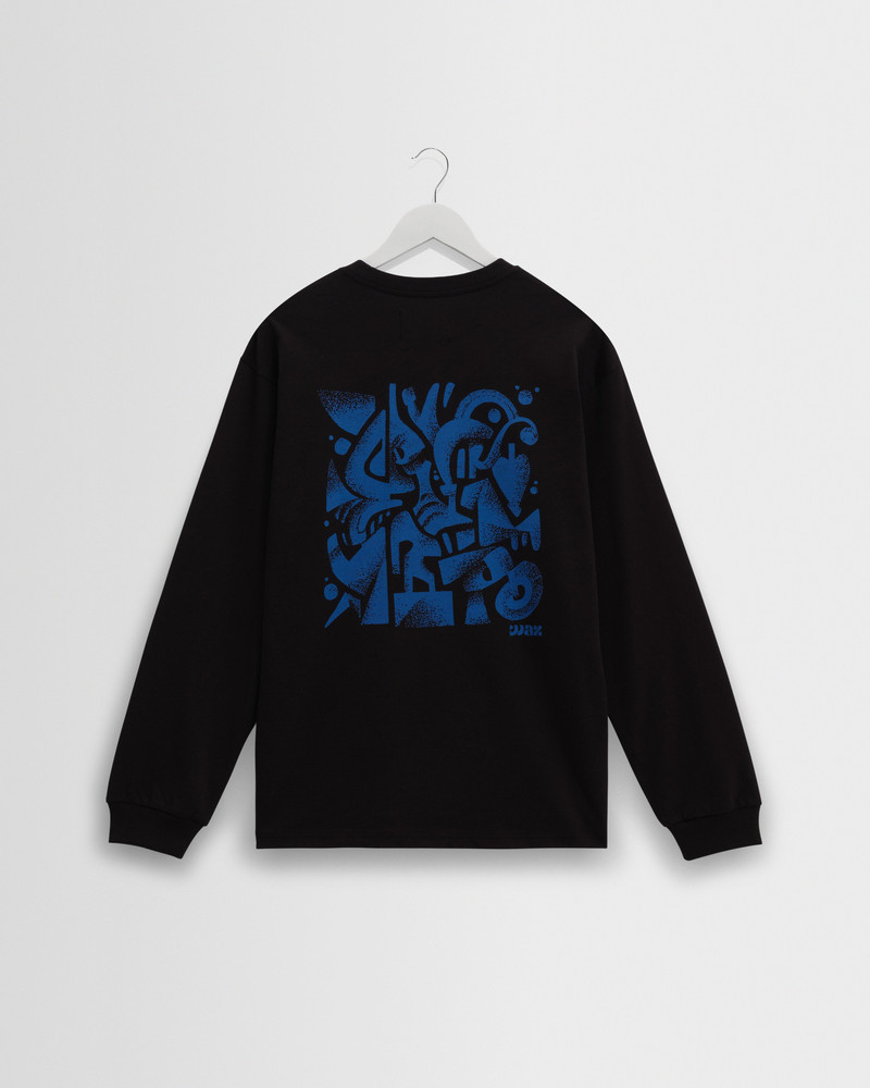 Hayden - Black And Blue 90s Doodle Graphic Cotton T-Shirt 1