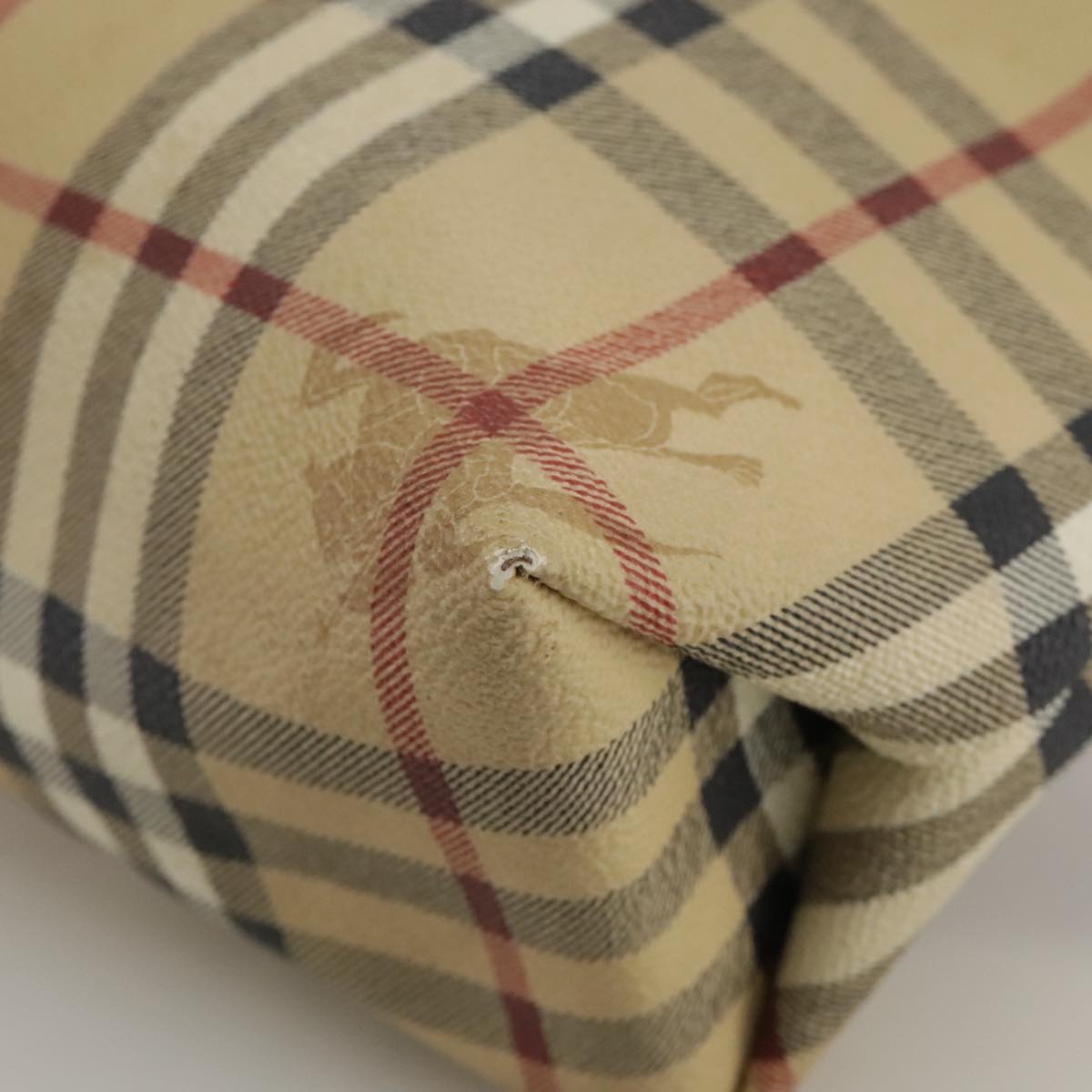 Burberry Nova Check Hand Bag Pvc Leather Beige - 16