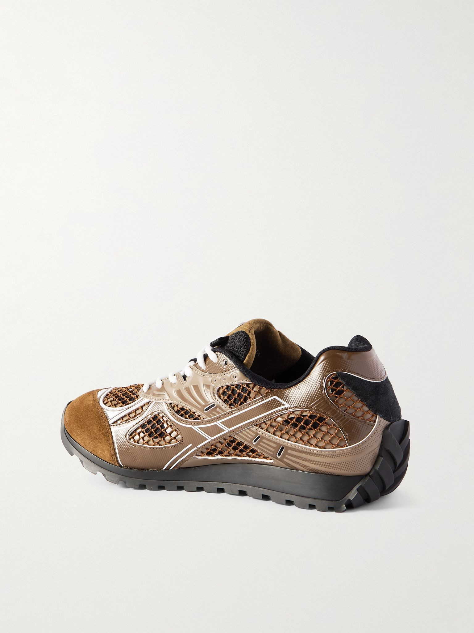 Orbit Suede-Trimmed Rubber and Mesh Sneakers Brown - 3