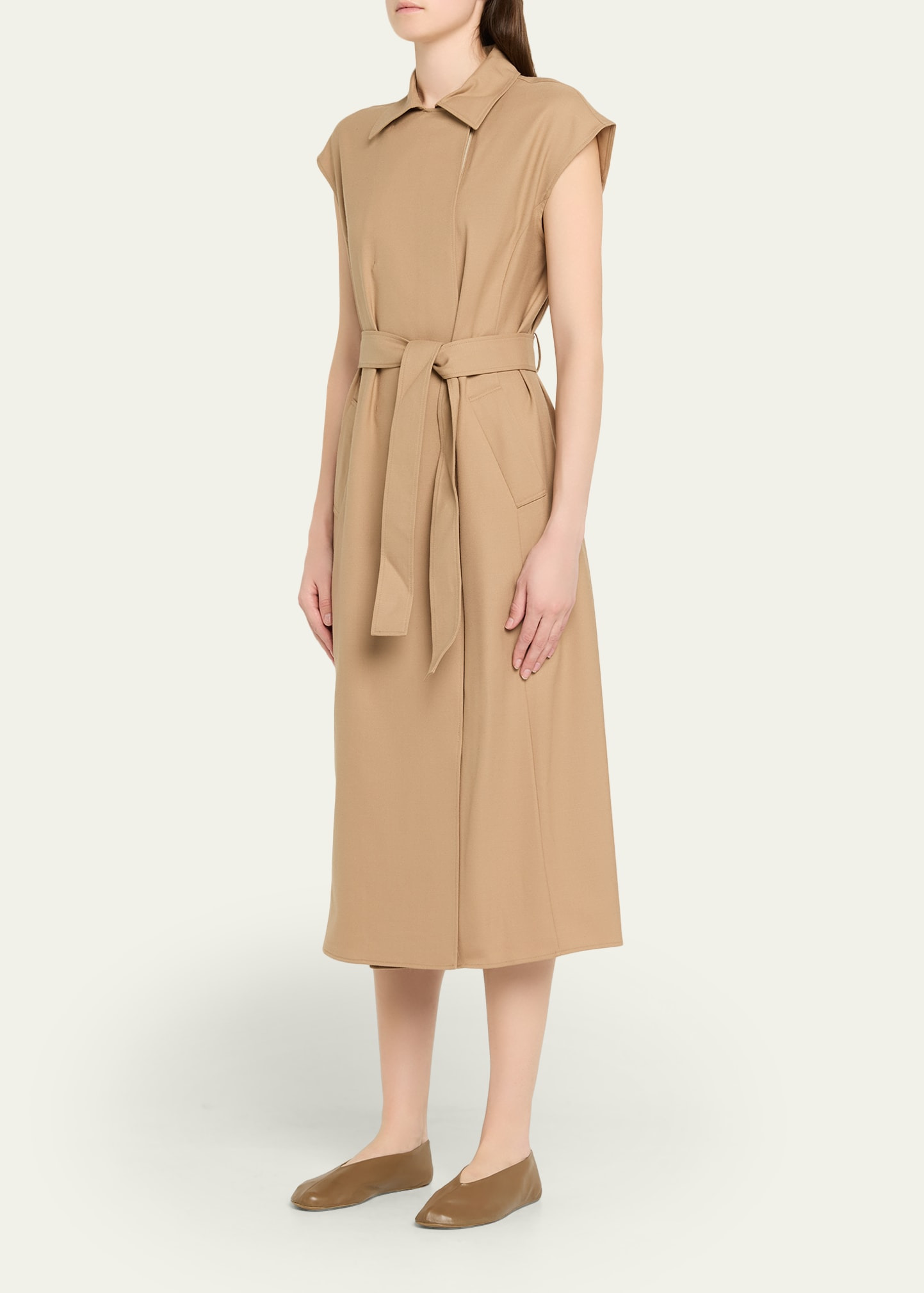 Trench-Style Wool Maxi Dress - 4