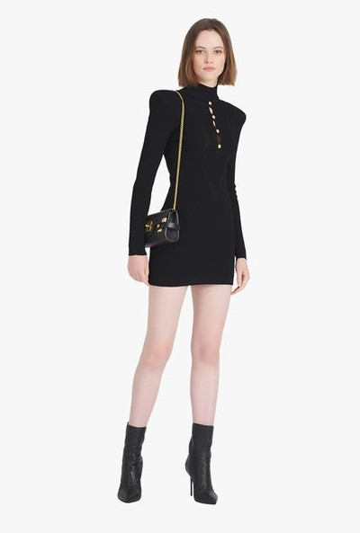 Balmain Short black knit bib-front eco-designed dress outlook