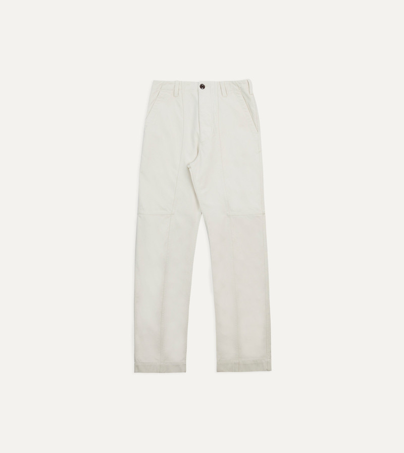 Ecru Cotton Canvas Panel Trousers - 1