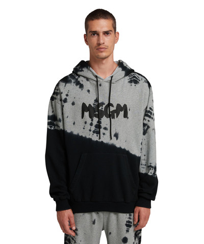 MSGM Hooded sweatshirt with new brushstroke logo and tie-dye treatment outlook