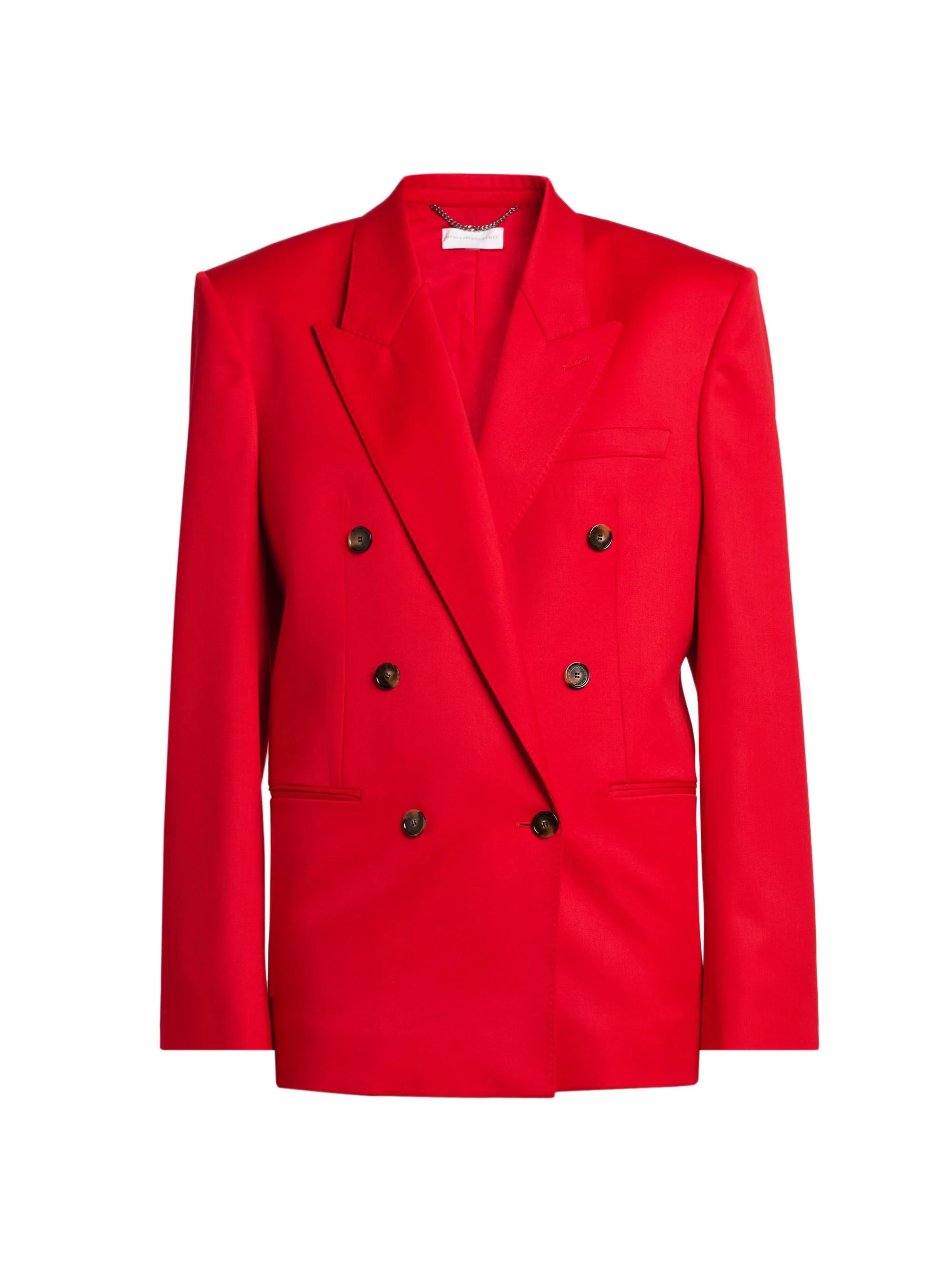 Women's Shiny Tailoring Double-Breasted Blazer - Lipstick Red - 1