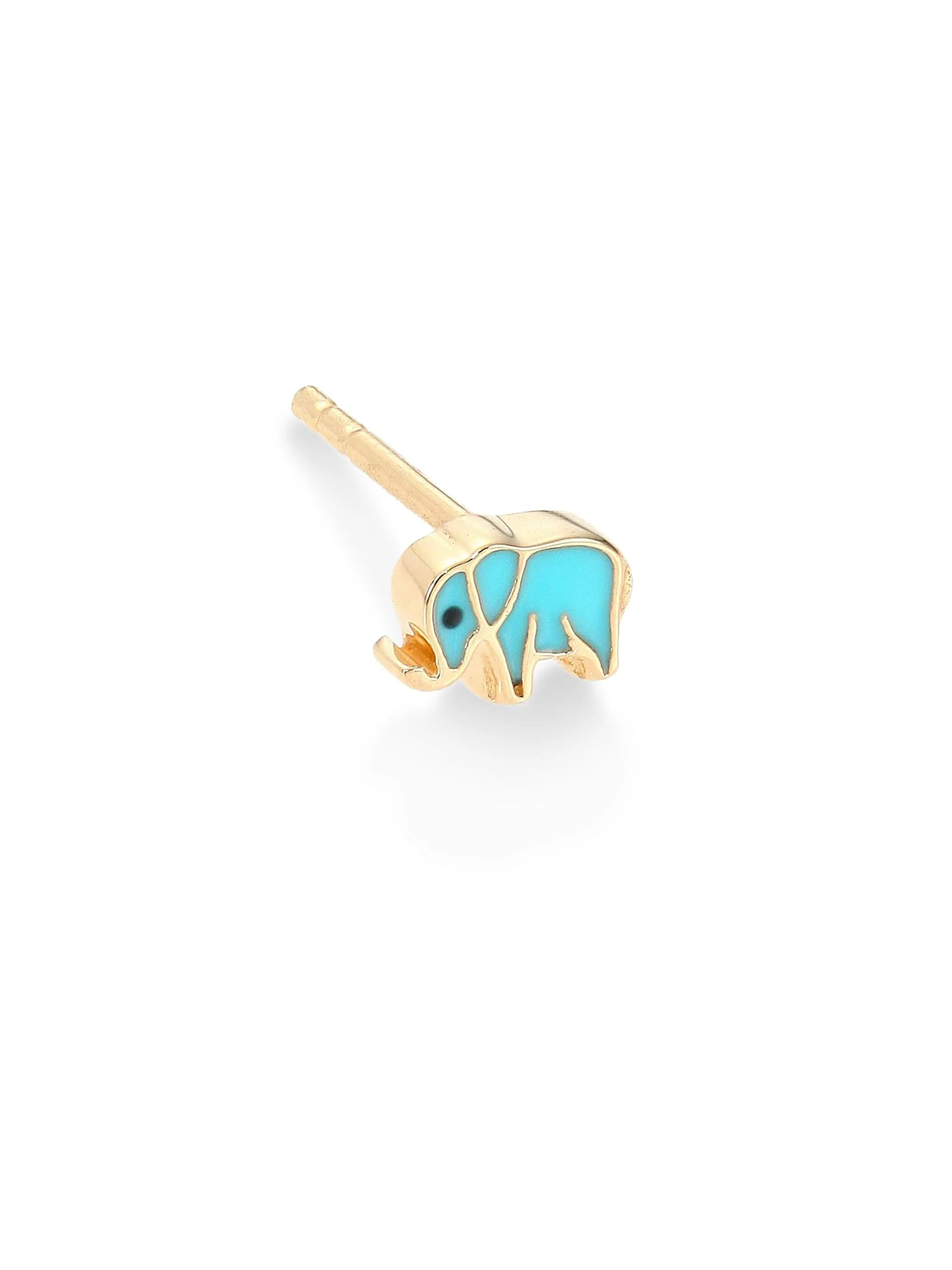 Women's Mini Enamel & 14K Yellow Gold Elephant Single Stud Earring - 1