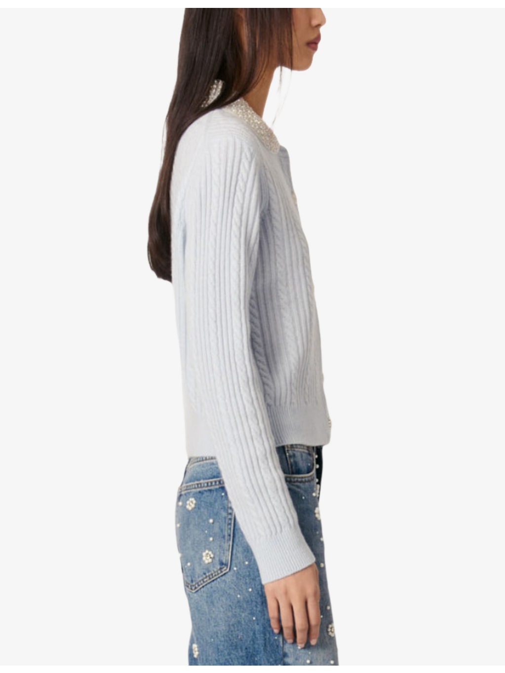 Embellished-collar wool and cashmere cardigan - 3