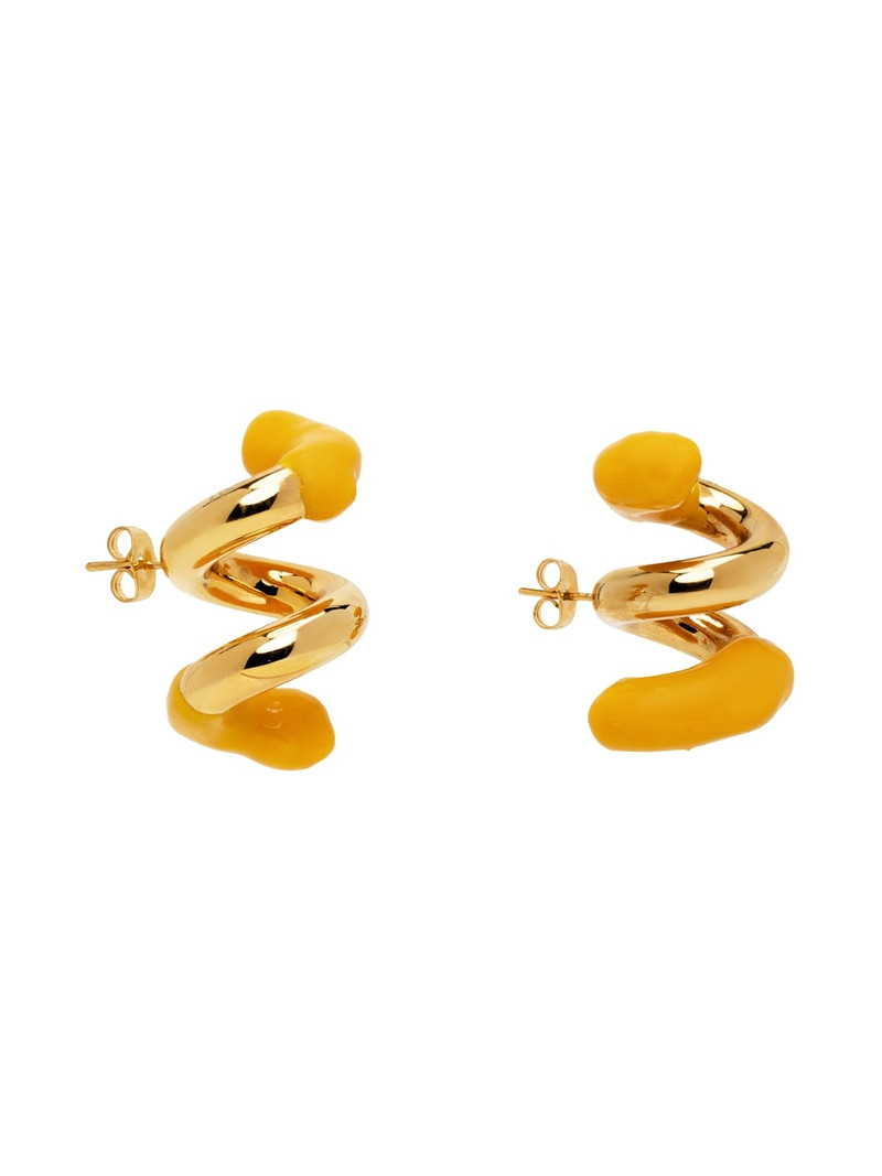 SUNNEI Gold & Orange Rubberized Fusillo Earrings outlook
