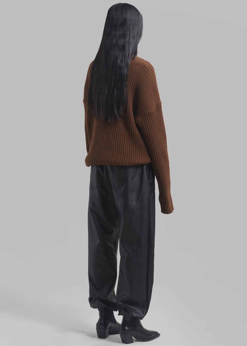 Thelma Ribbed Sweater Dress - Brown 9