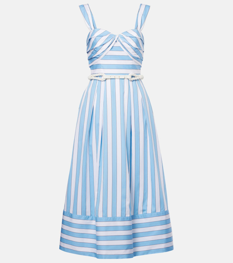Nilah striped belted cotton midi dress 1