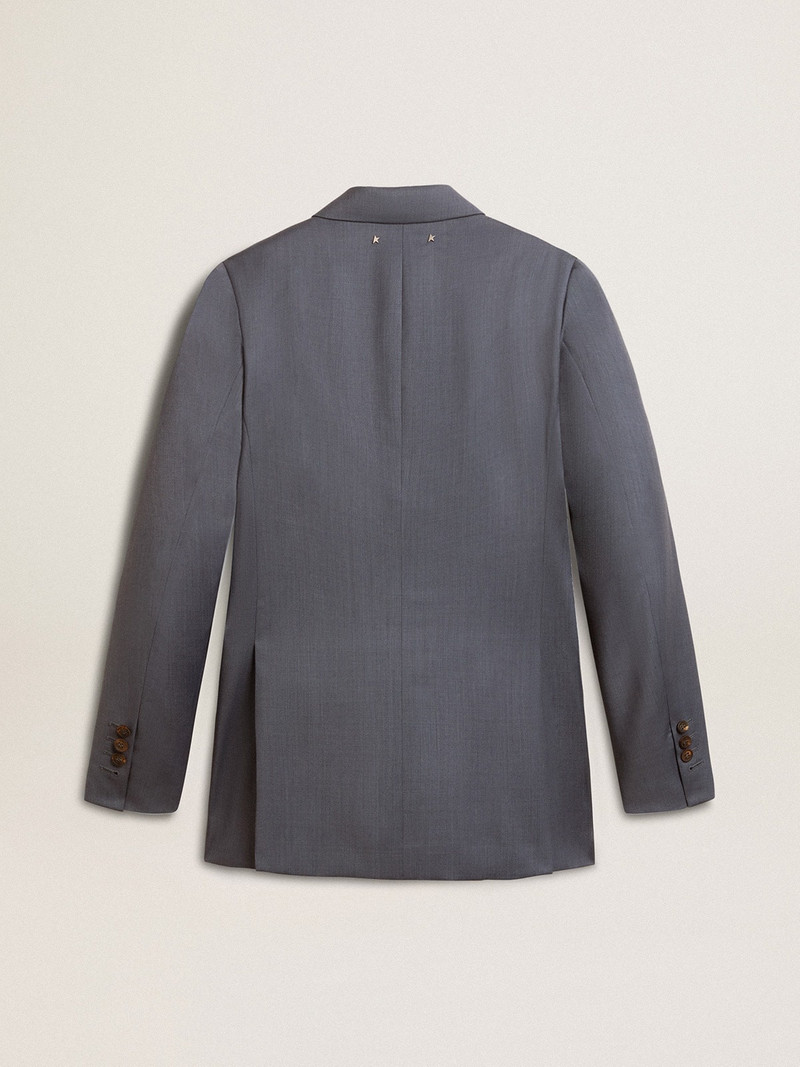 Women's double-breasted blazer in baby blue 7