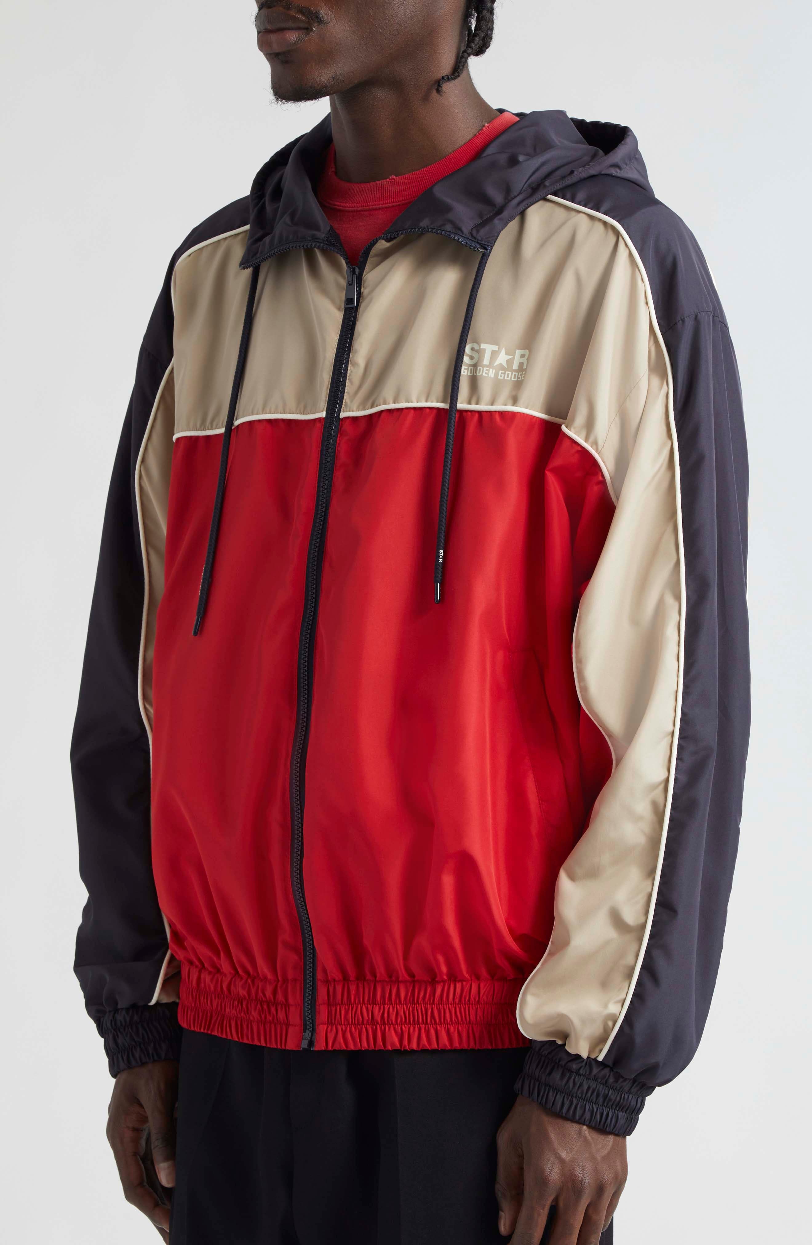 Golden Goose Star Hooded Windbreaker Jacket in Savvy Red/Dark Blue/Khaki at Nordstrom - 5
