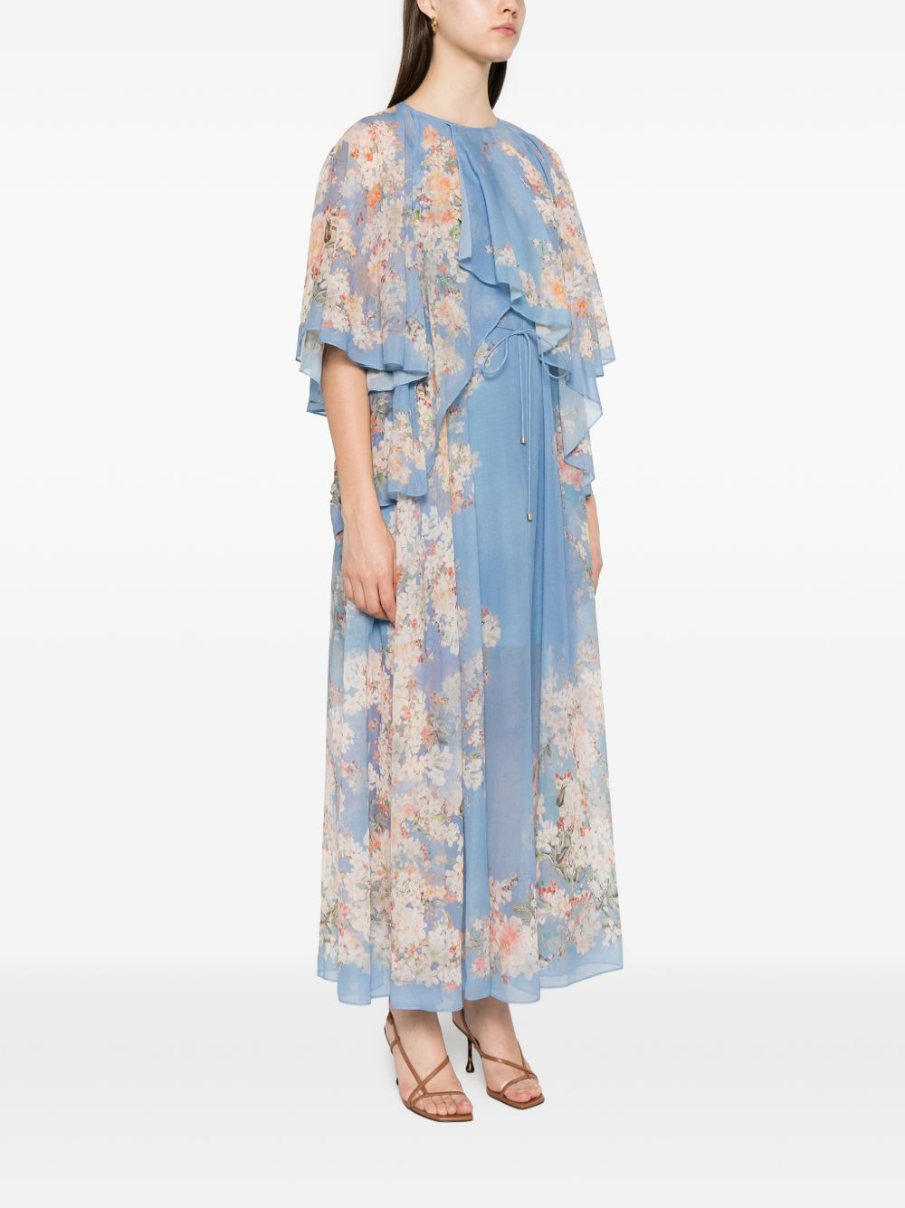 floral-print ruffled dress - 3