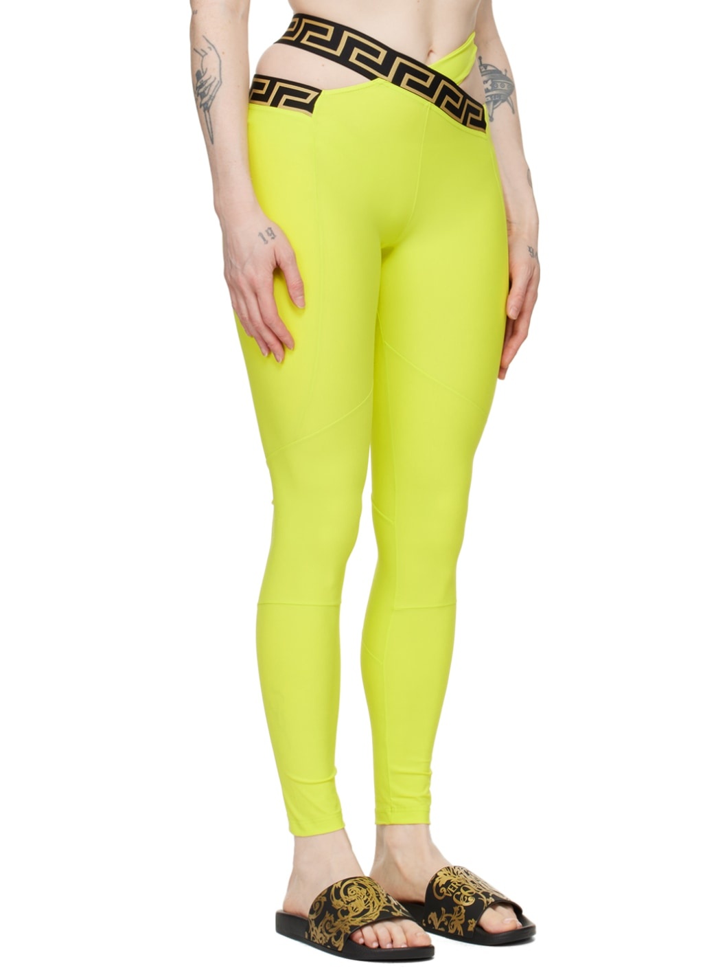 Green Greca Border Leggings - 2