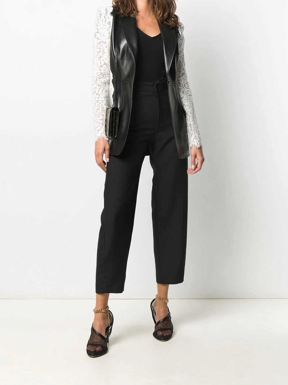 lace-panelled single-breasted blazer - 2