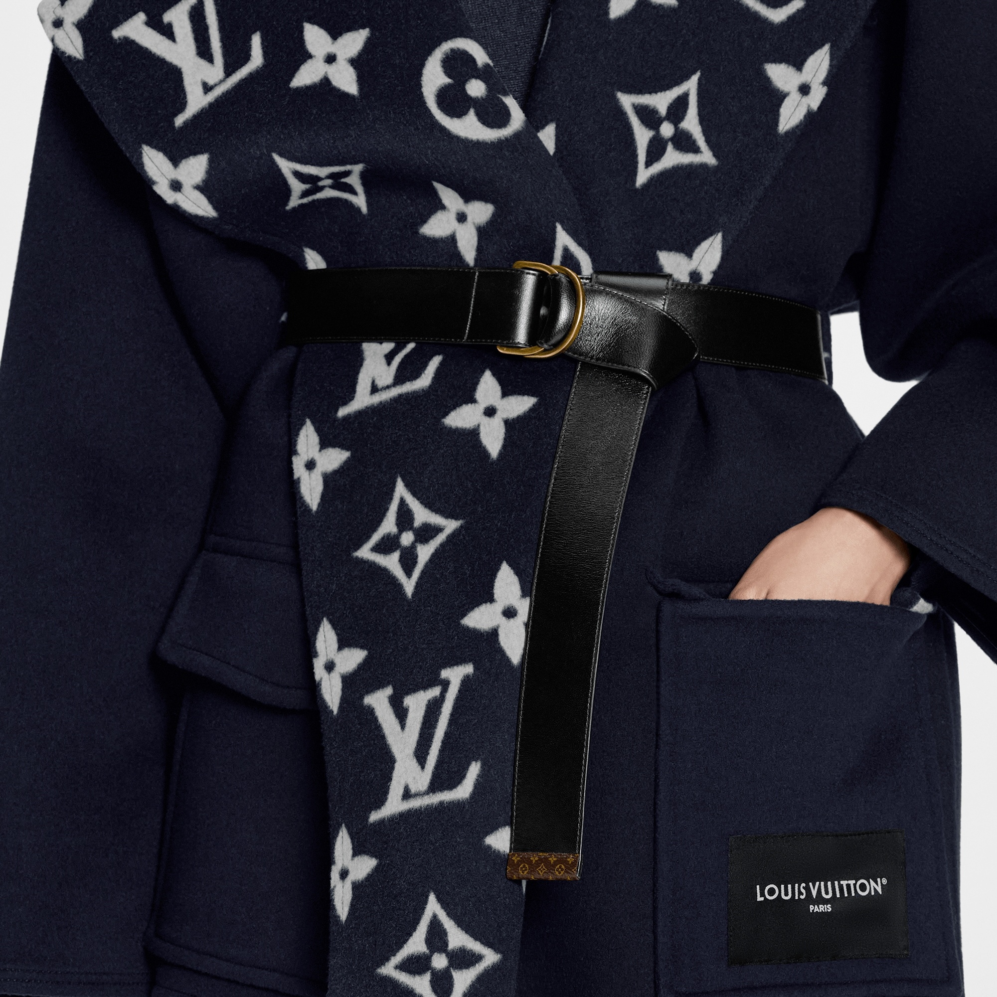 Flap Pocket Hooded Wrap Coat - 4