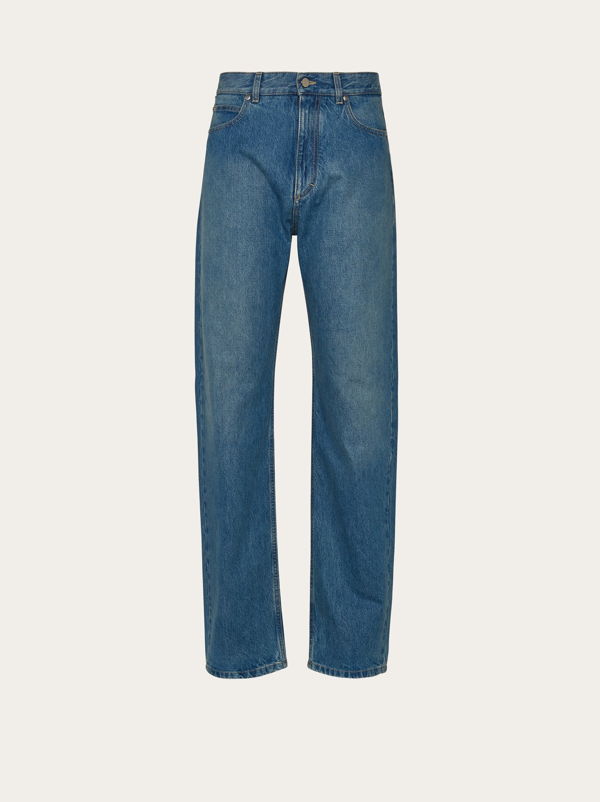 5 pocket washed denim trouser - 1