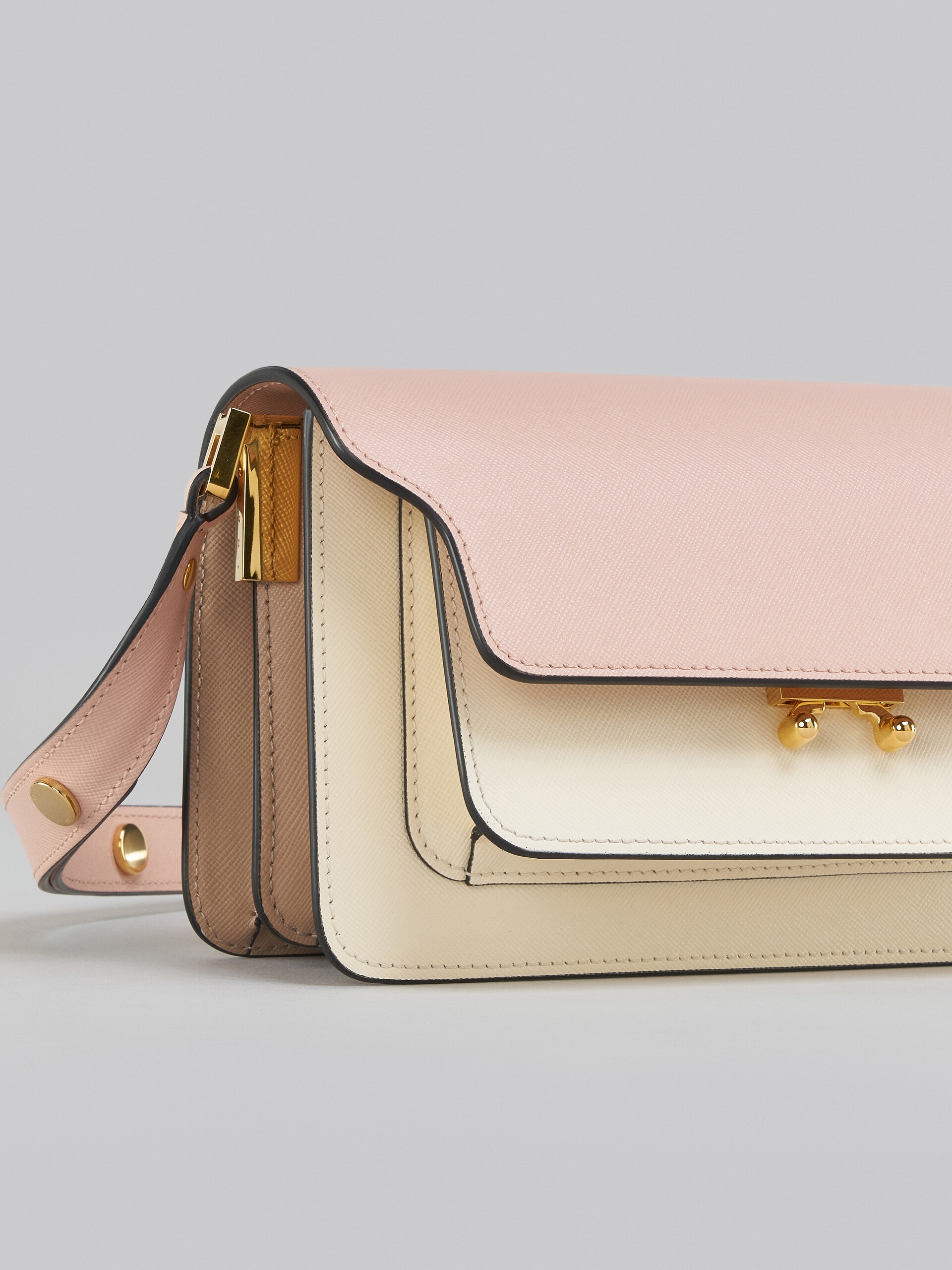 TRUNK BAG E/W IN PINK AND WHITE SAFFIANO LEATHER - 5