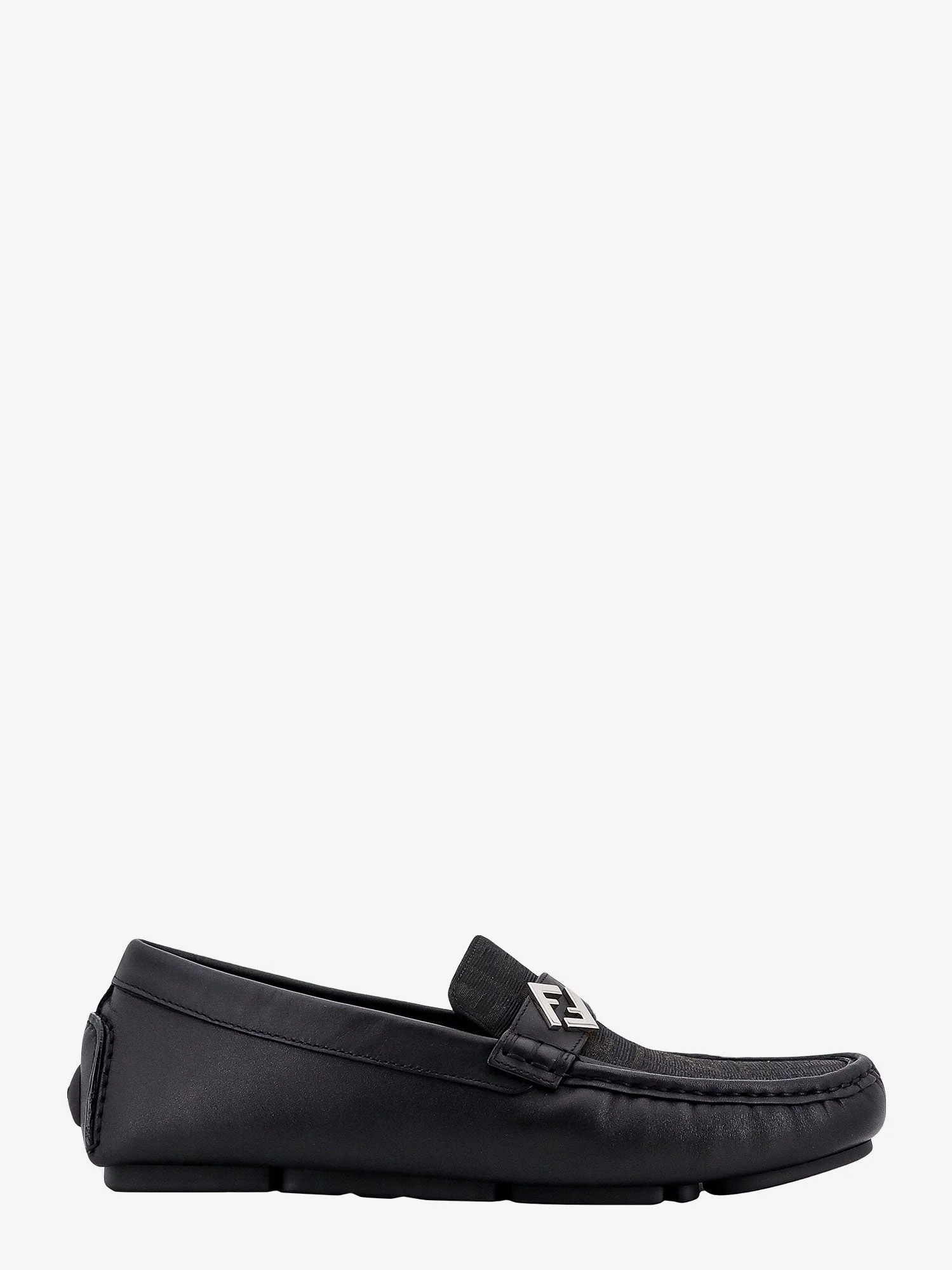 Fendi Leather And Canvas Loafers - 1