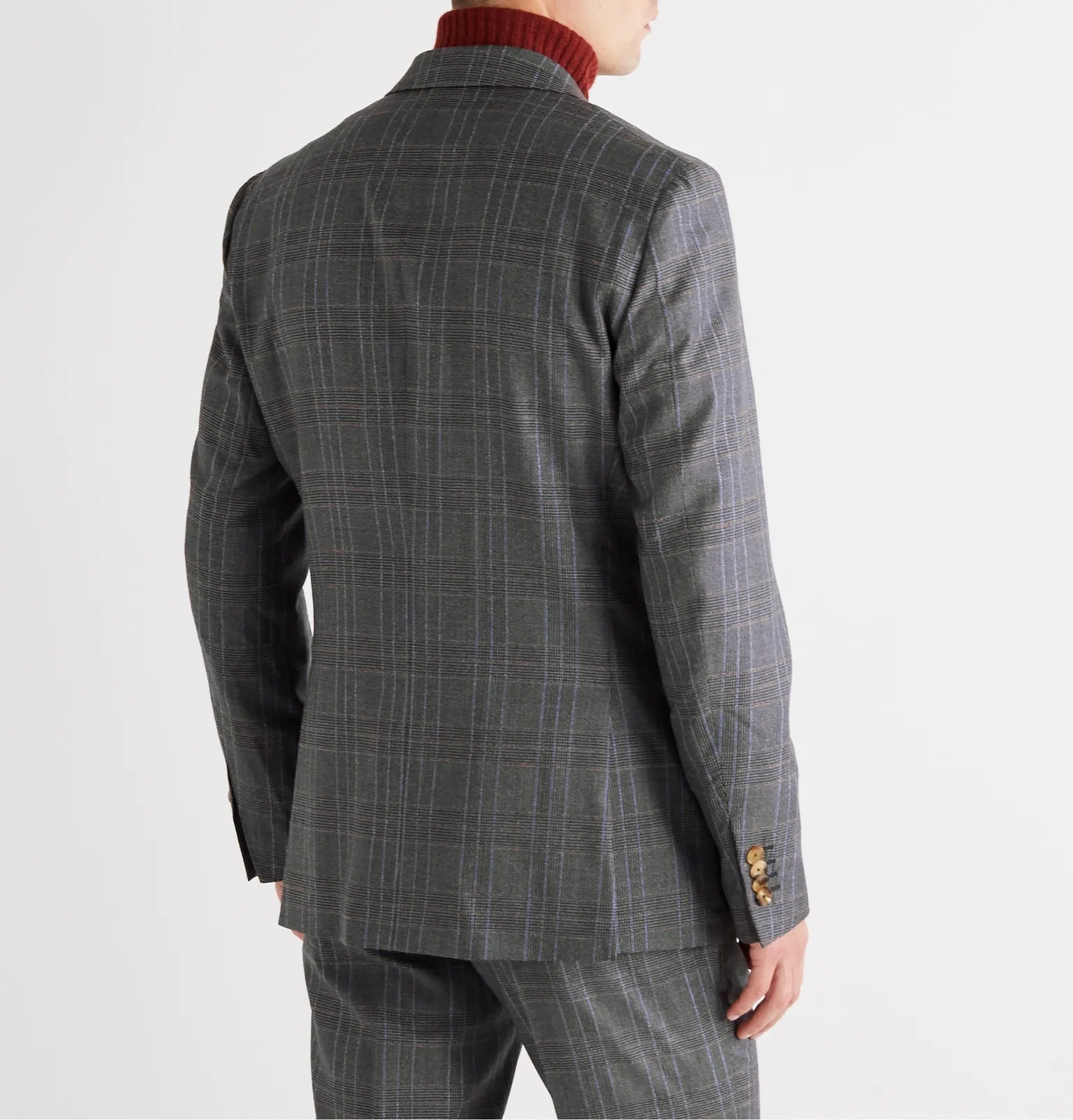 Prince of Wales Checked Wool Suit Jacket - 4