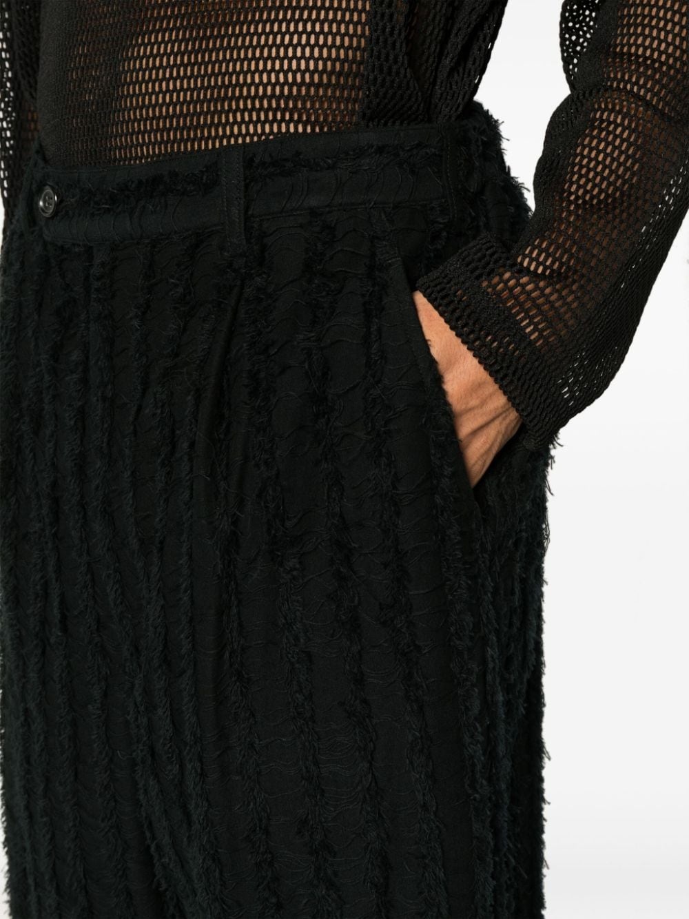 frayed-detailing tailored trousers - 5