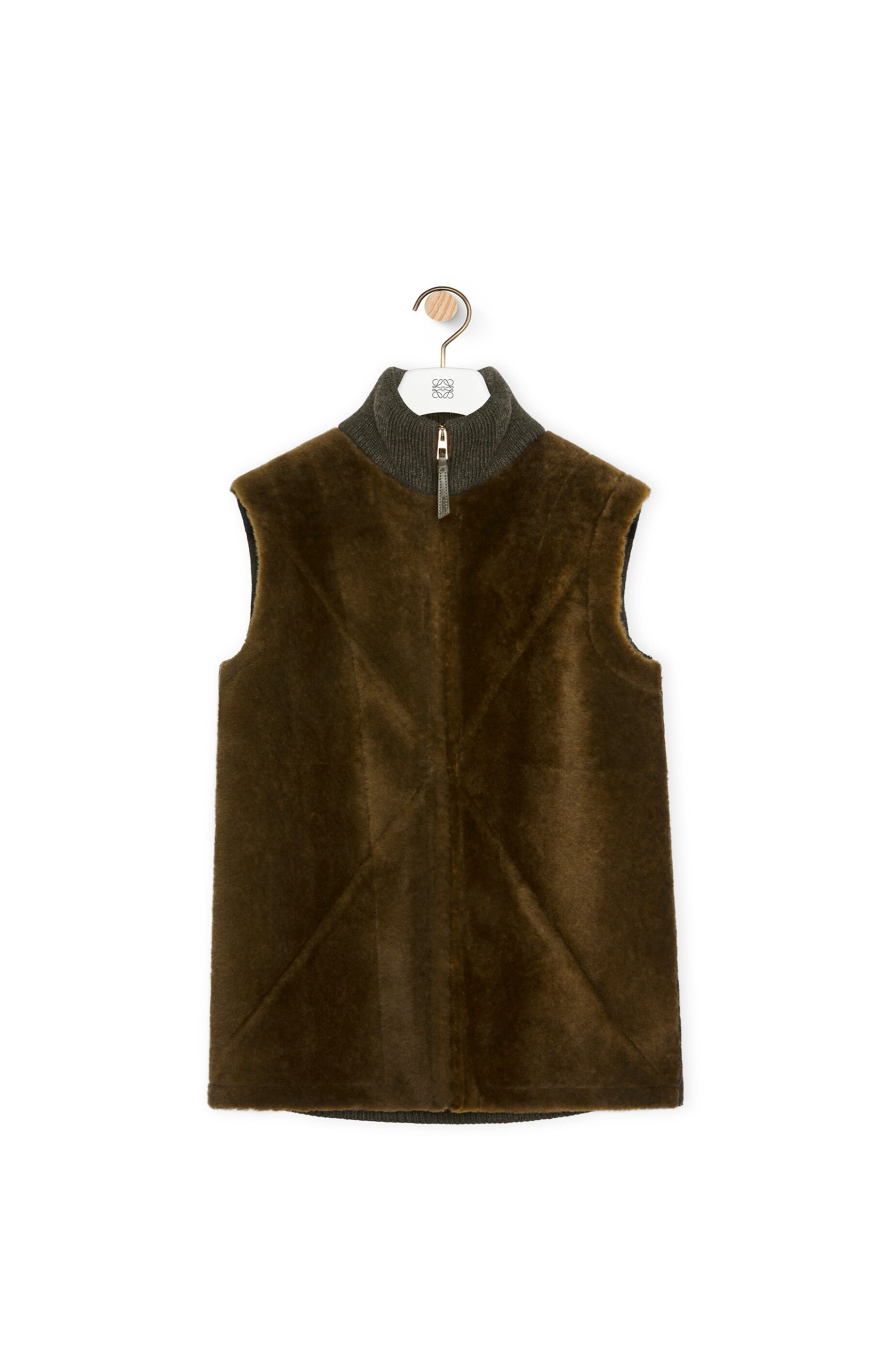 Puzzle Fold vest in shearling and wool - 1