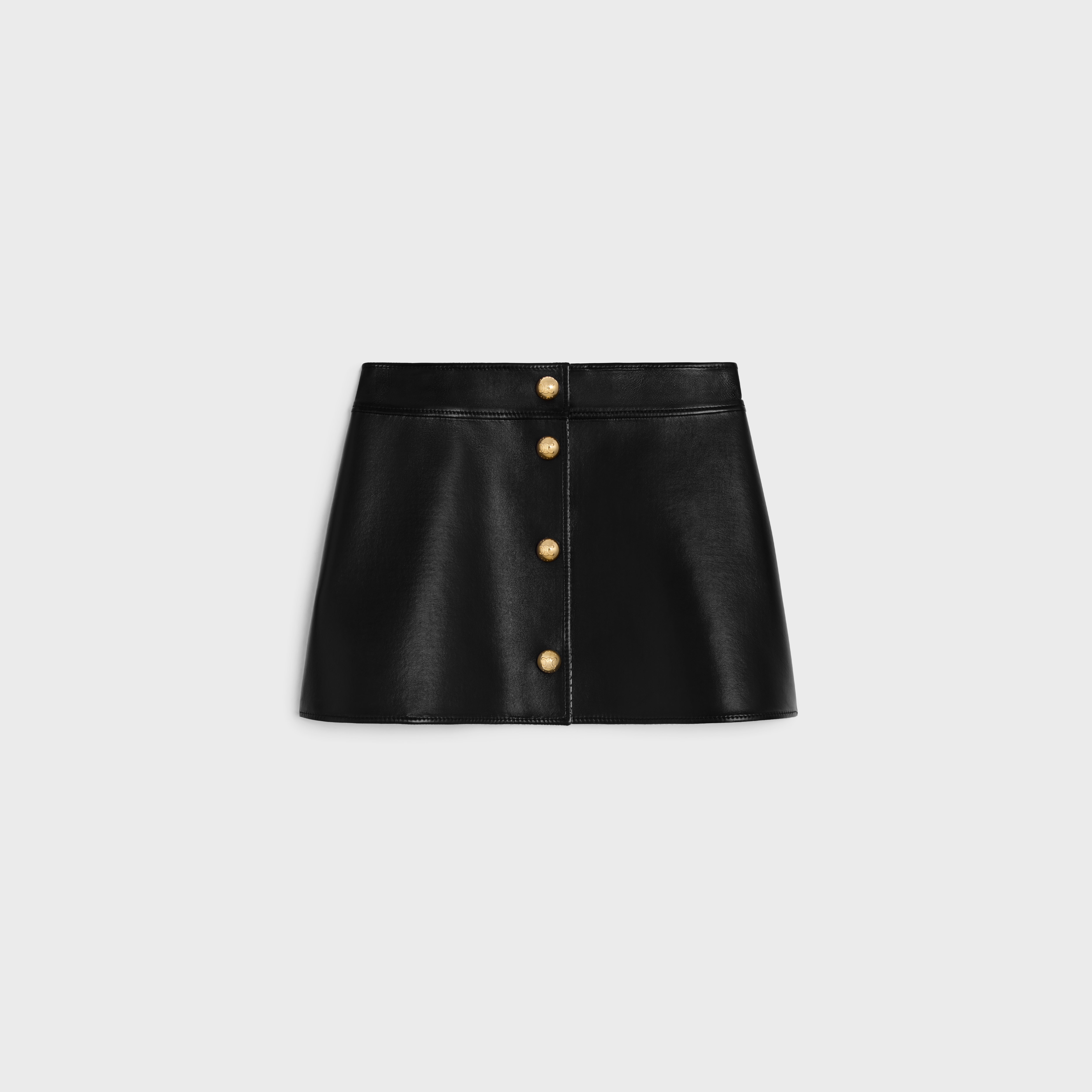 trapeze mini skirt in soft lambskin - 1