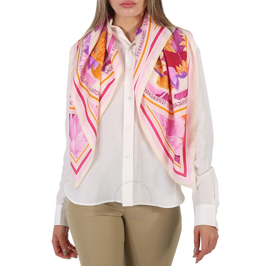 Salvatore Ferragamo Ninfee Silk Foulard Square Scarf - 3