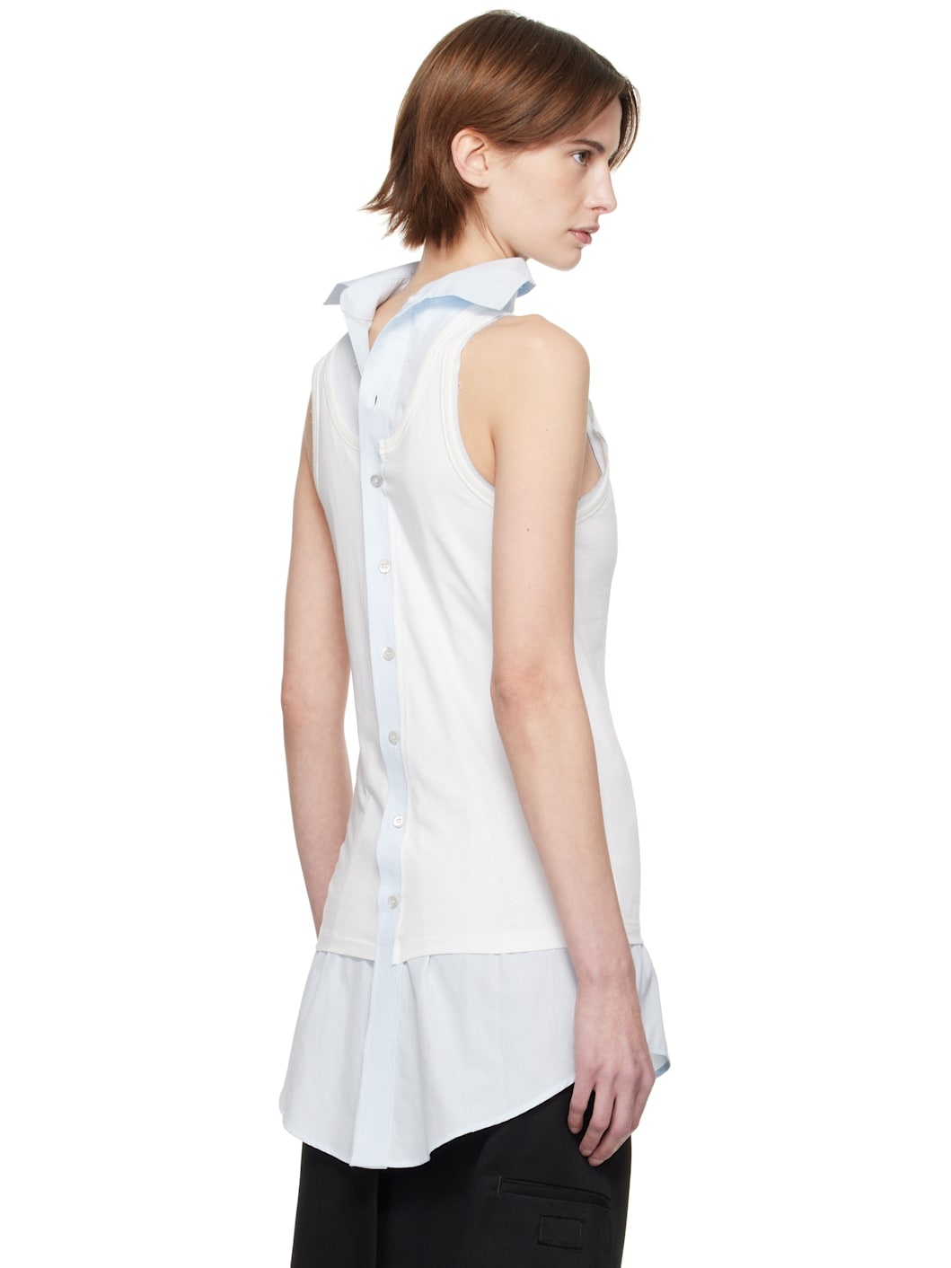 Blue & White Back To Front Check Blouse - 3