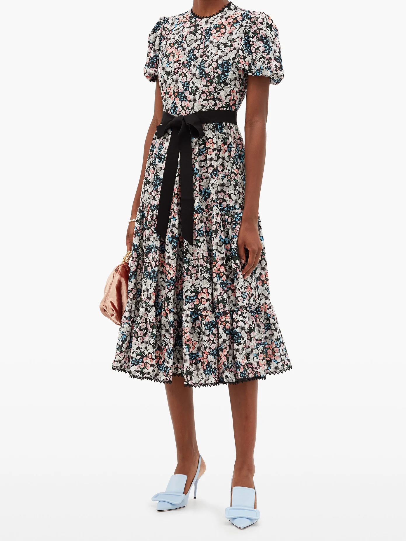 Ginerva Meadow Park-print belted silk midi dress - 2