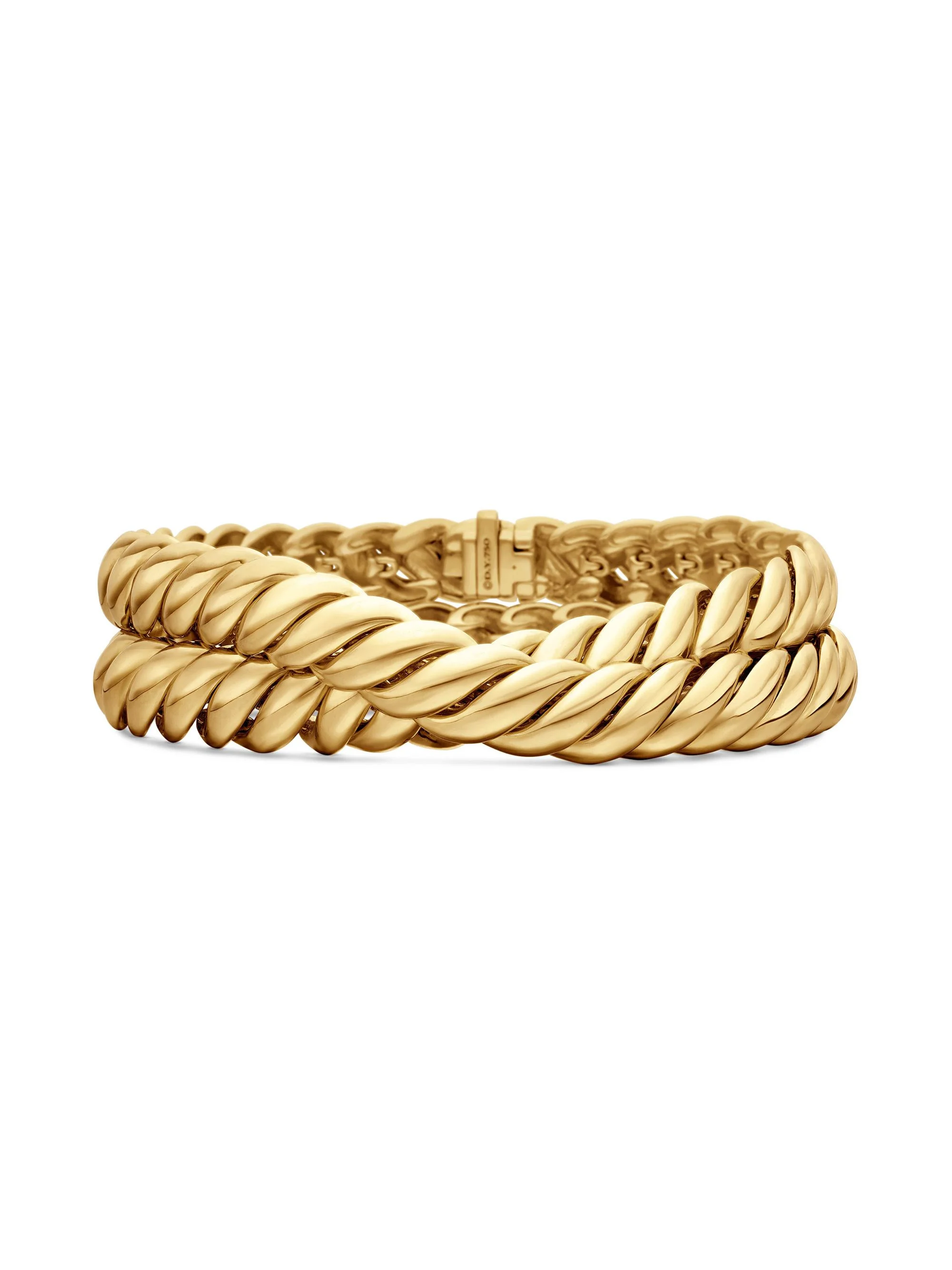 Women's Sculpted Cable Double Wrap Bracelet in 18K Yellow Gold - Gold - 1