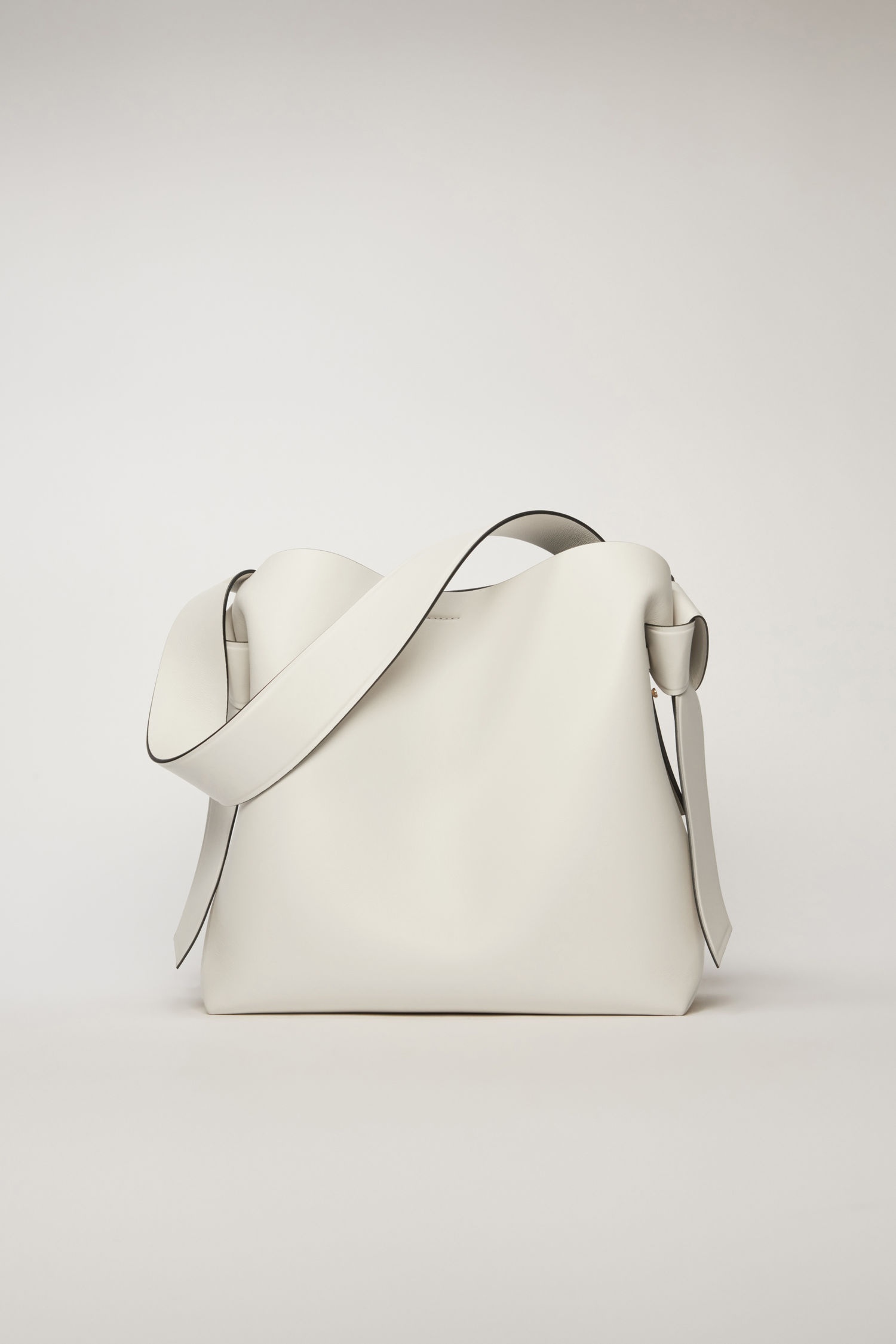 Medium leather bag - White/black - 4