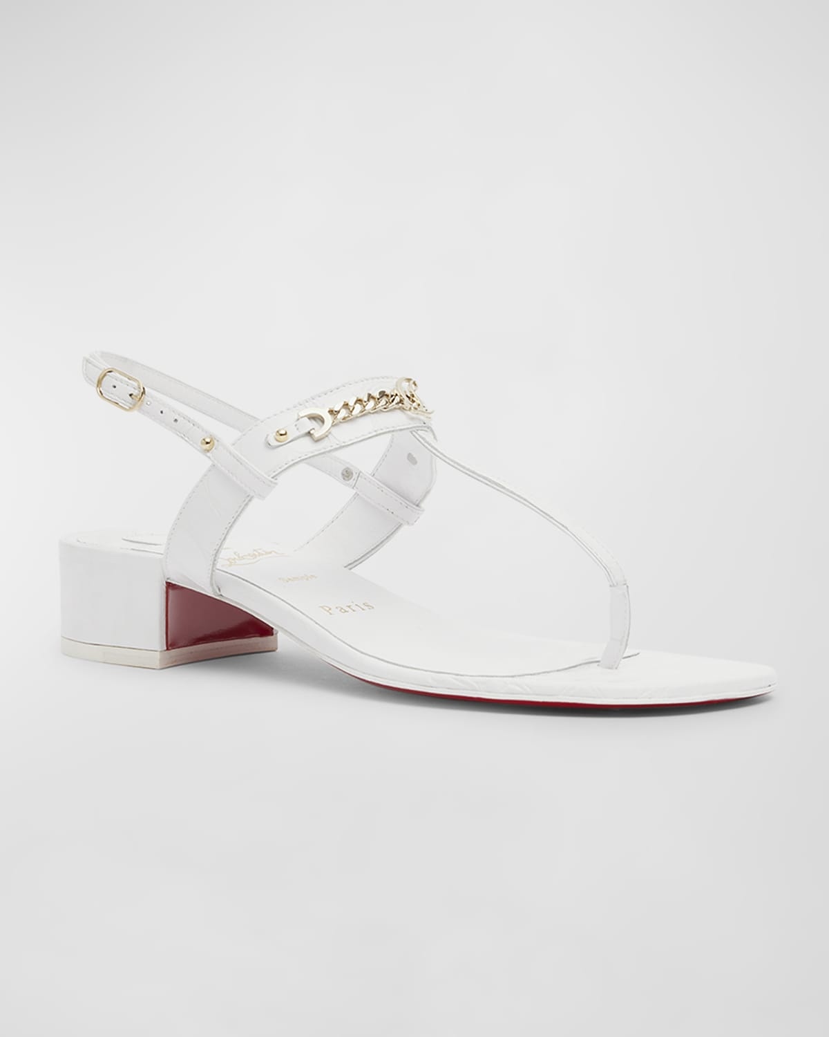 Leather Chain Red Sole Slingback Sandals - 3