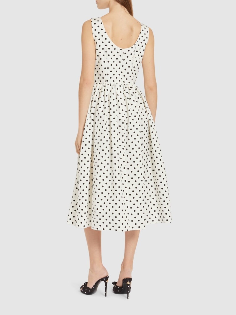 Polka dots sleeveless cotton midi dress - 3