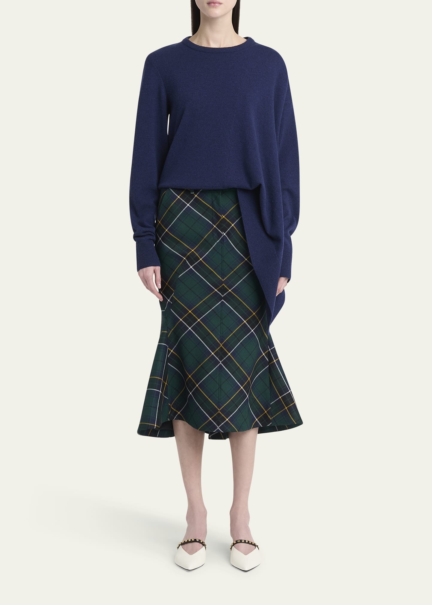 Asymmetric Hem Cashmere-Wool Sweater - 2