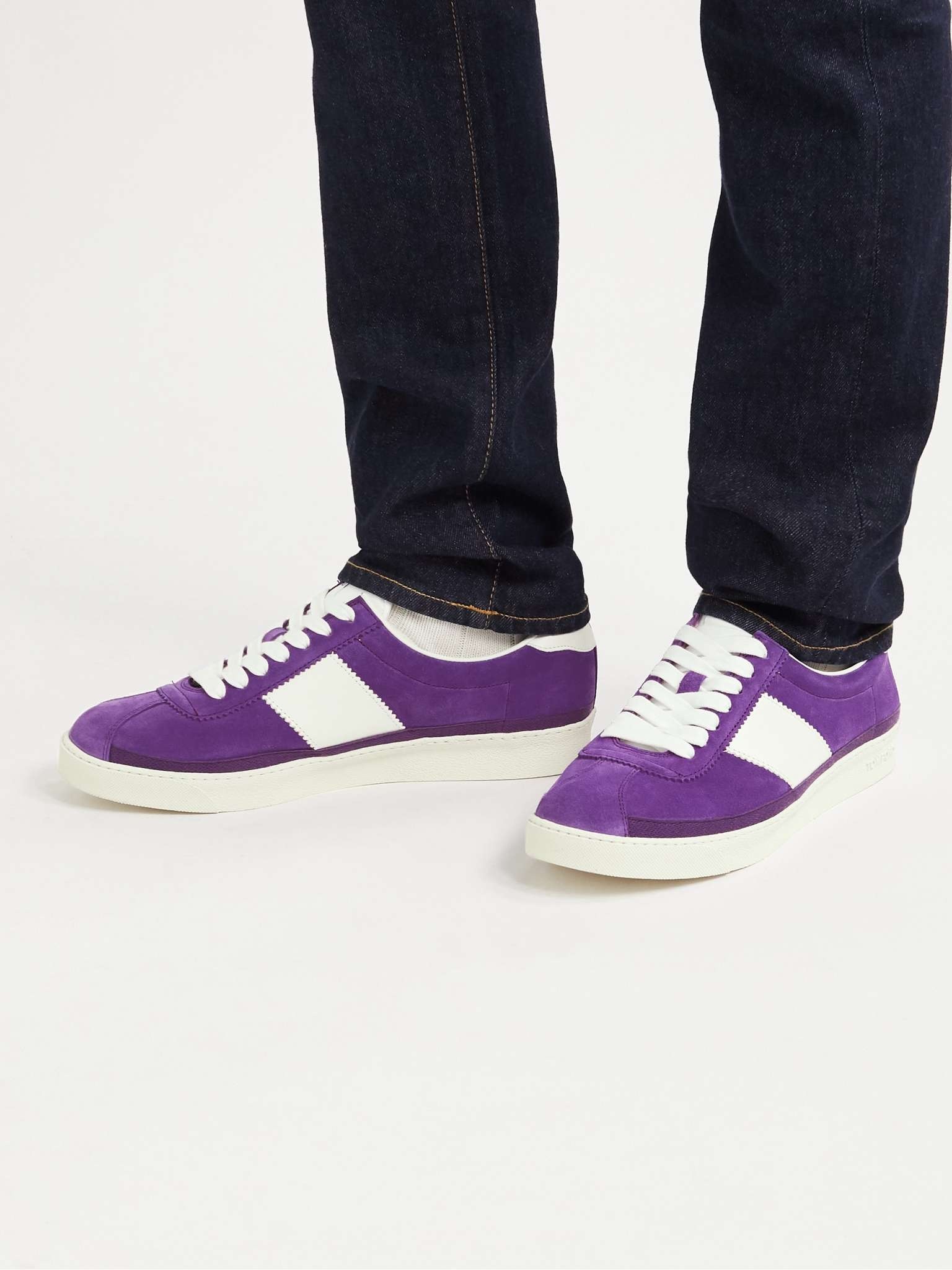 Bannister Leather-Trimmed Suede Sneakers - 2